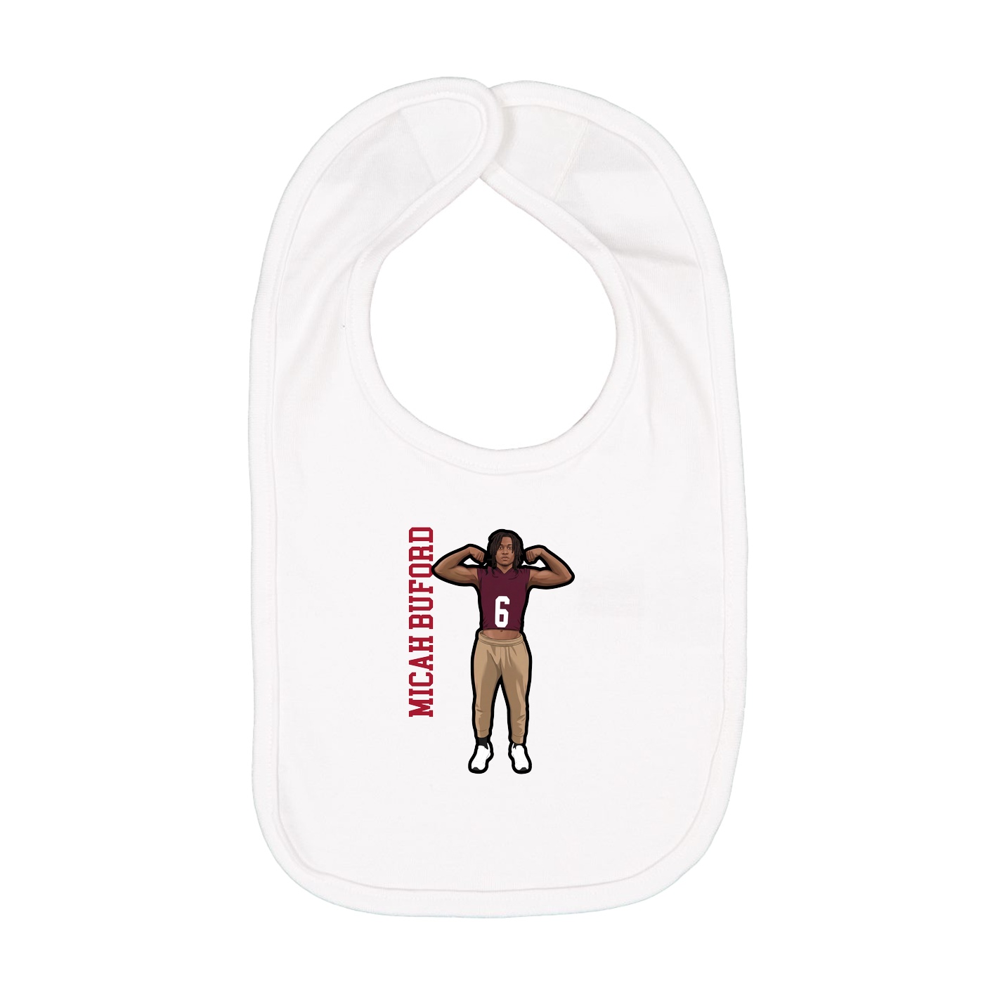 Infant Bib — Name Vertical in White