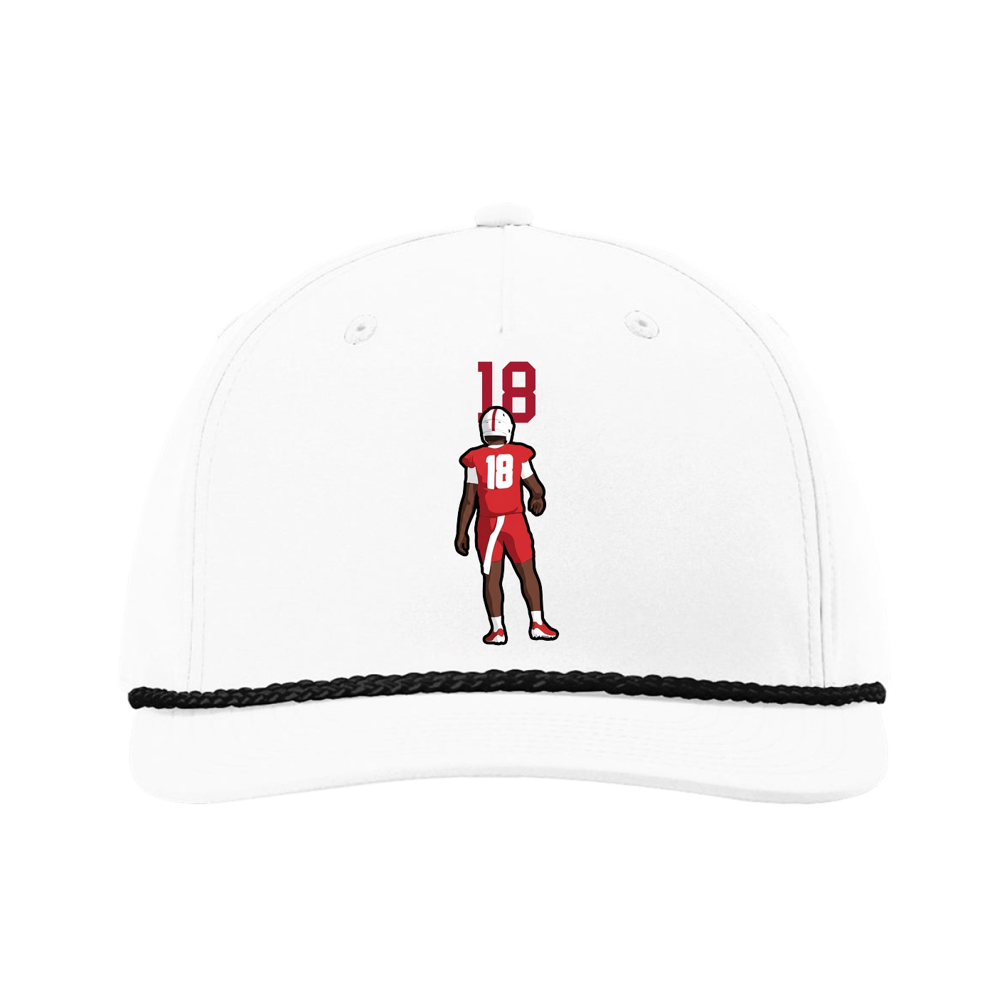 Five-Panel Classic Rope Cap — Number Top in White