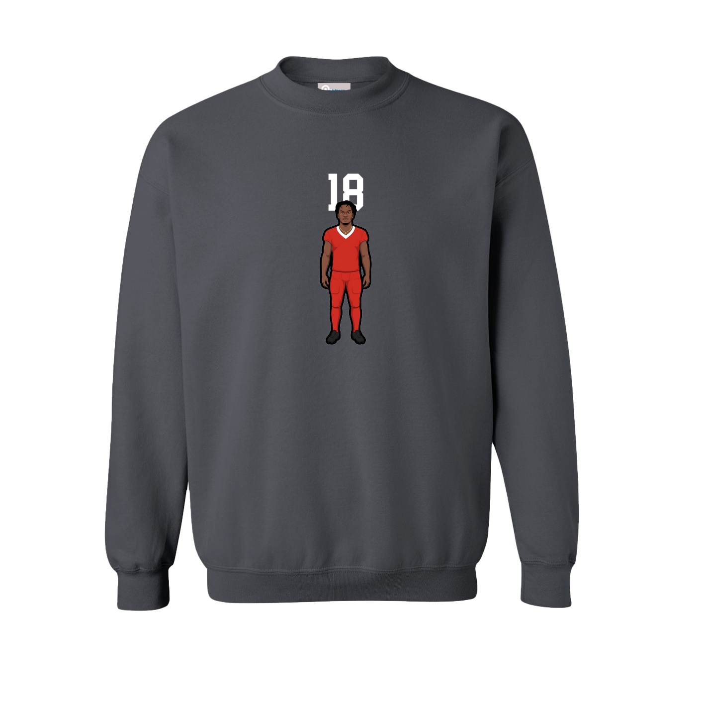 Fleece Crew — Number Top in Grey