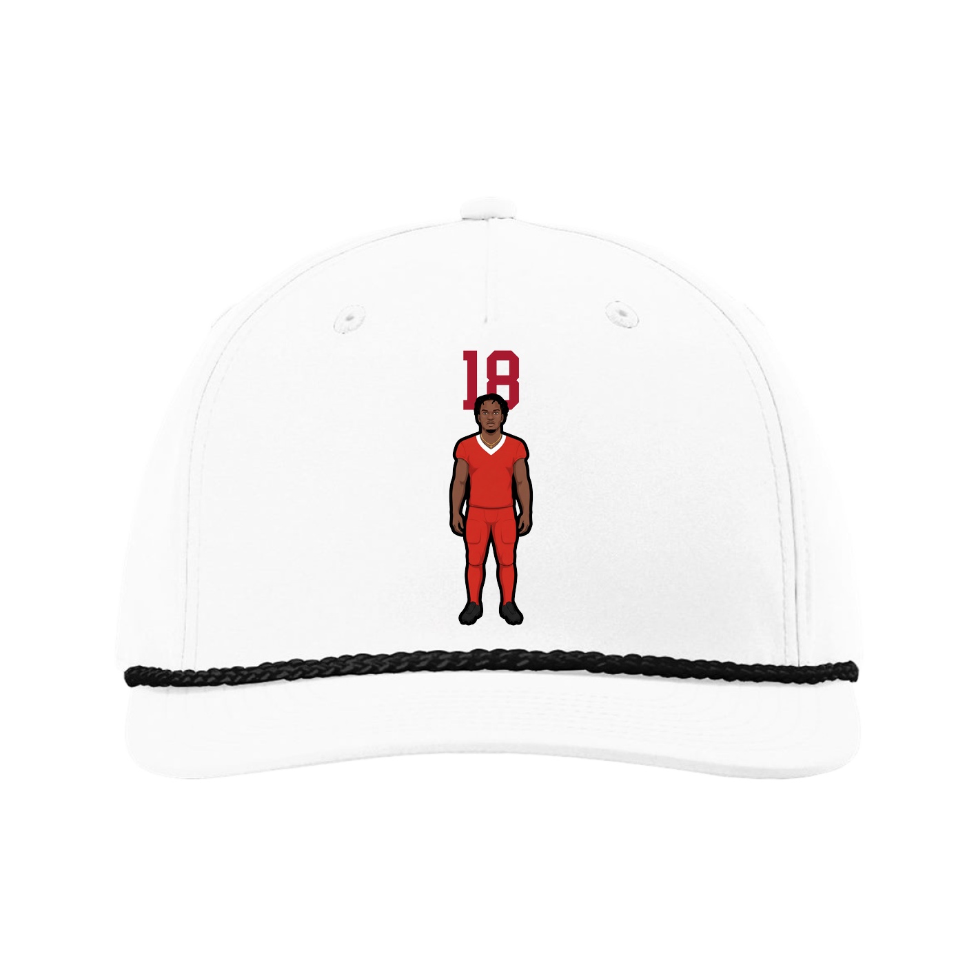 Five-Panel Classic Rope Cap — Number Top in White