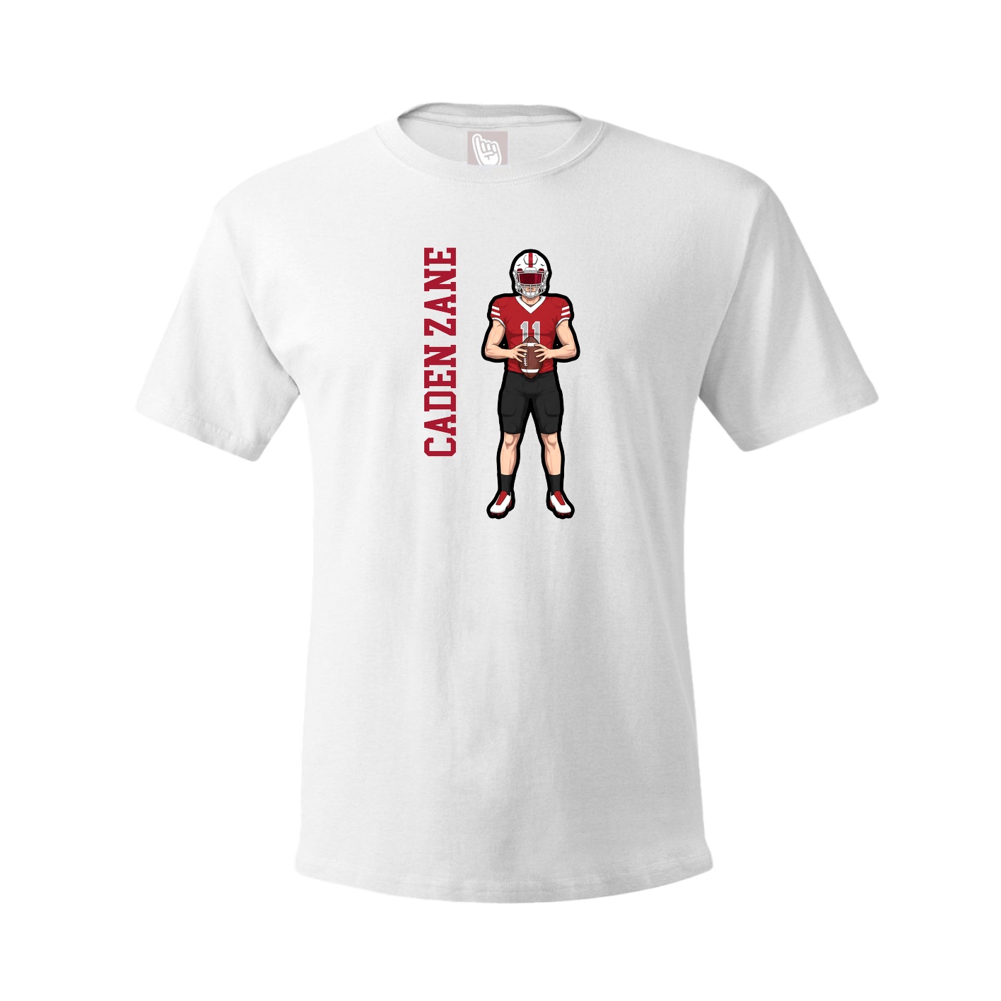 Youth Tee — Name Vertical in White
