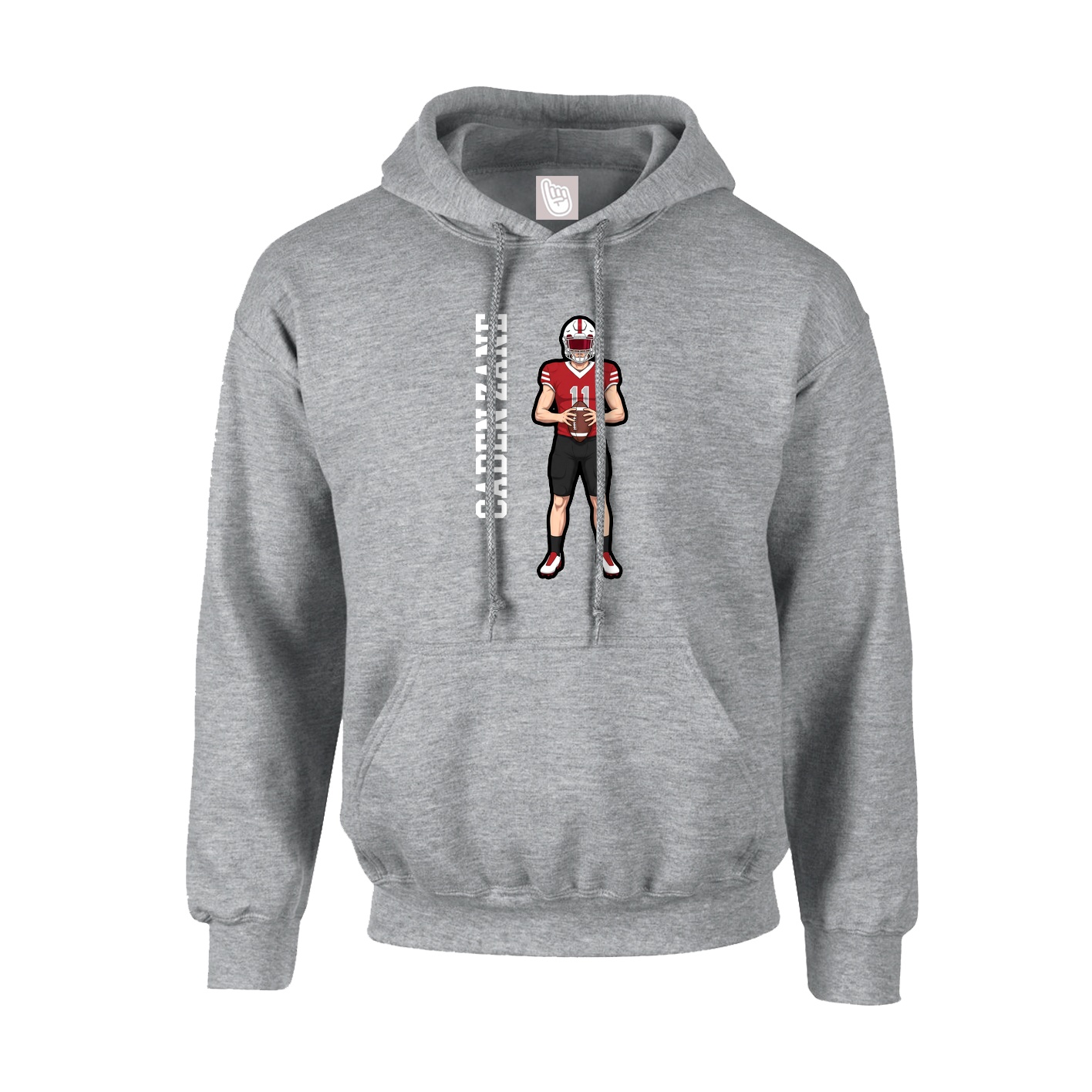 Youth Hoodie — Name Vertical in Grey