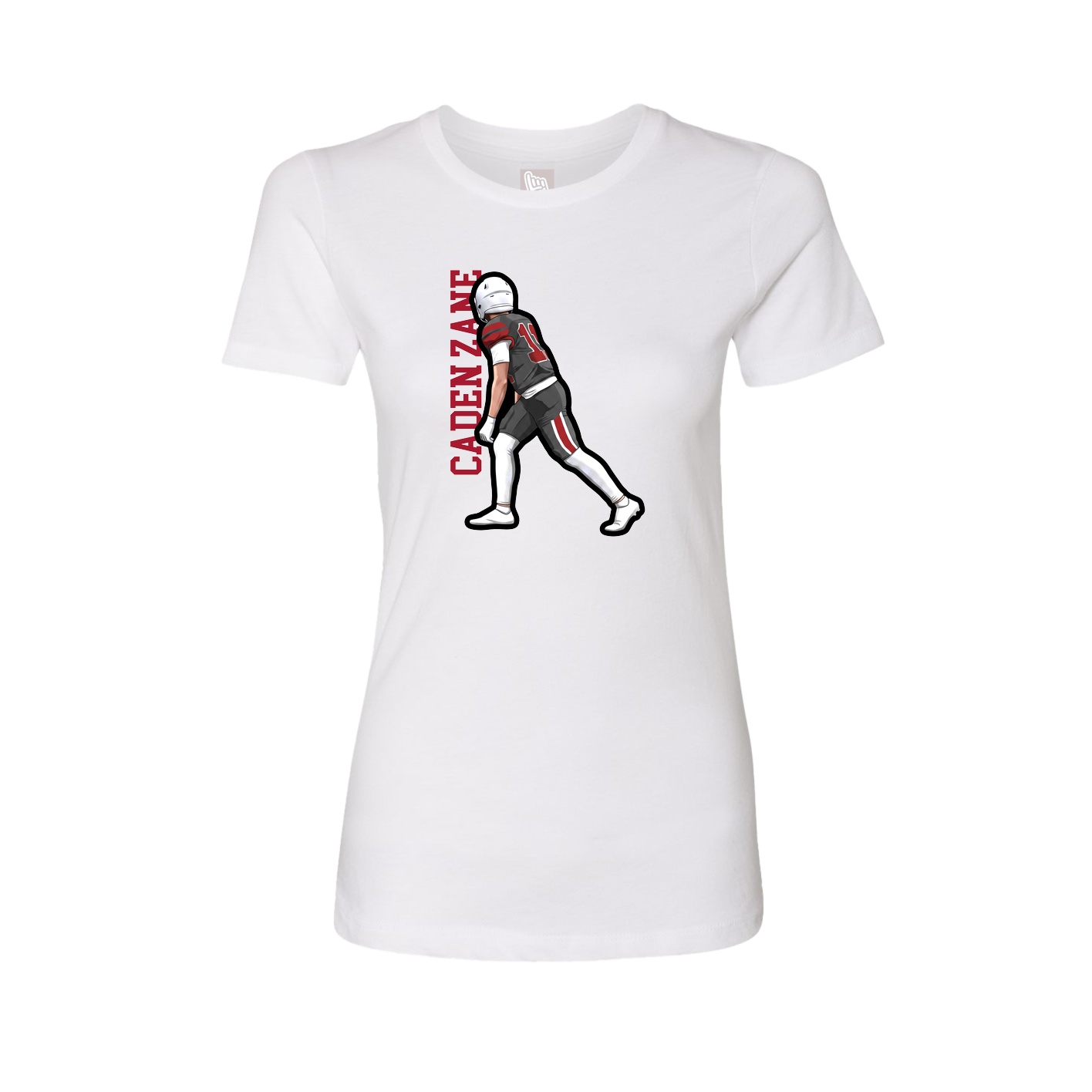Womens Tee — Name Vertical in White