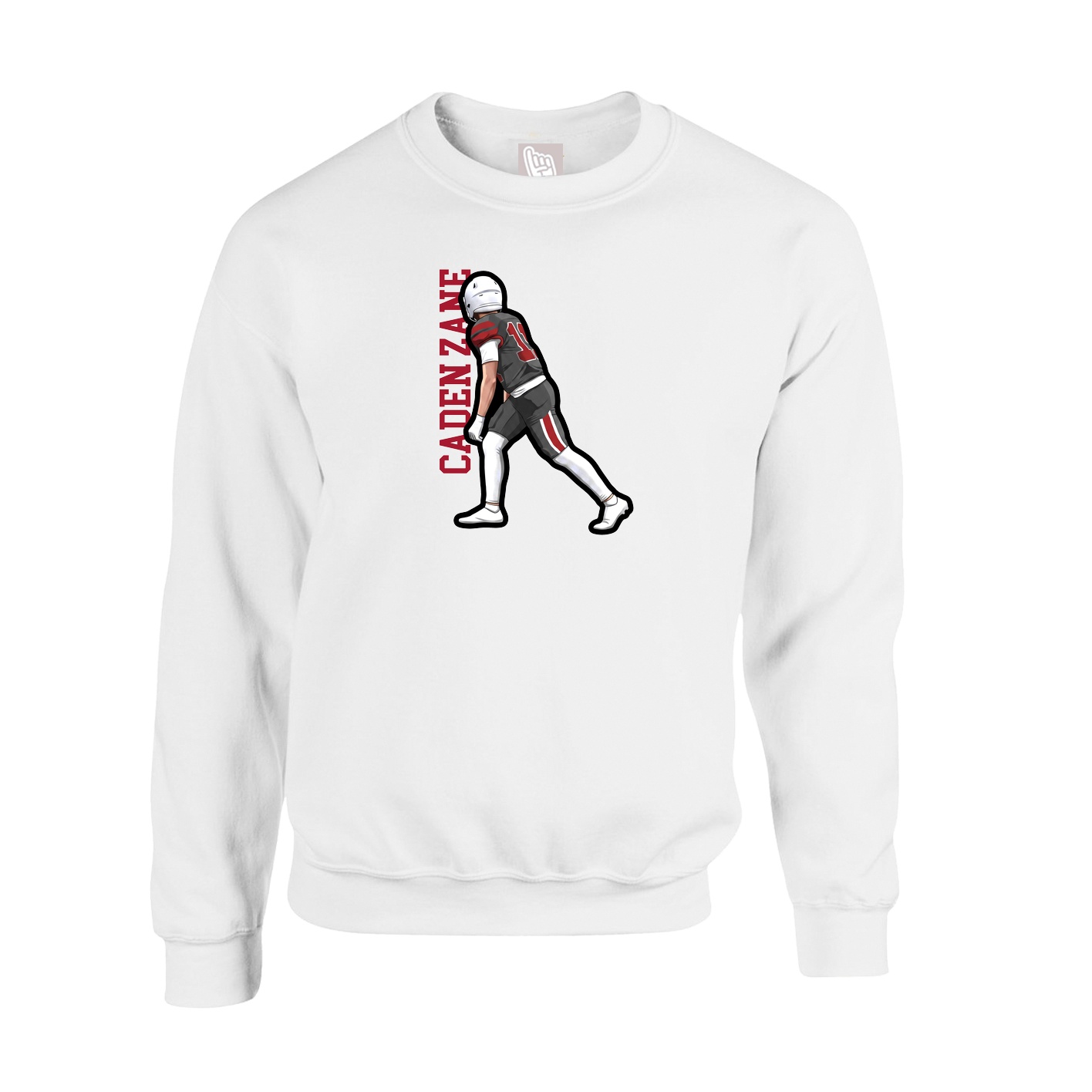 Fleece Crew — Name Vertical in White
