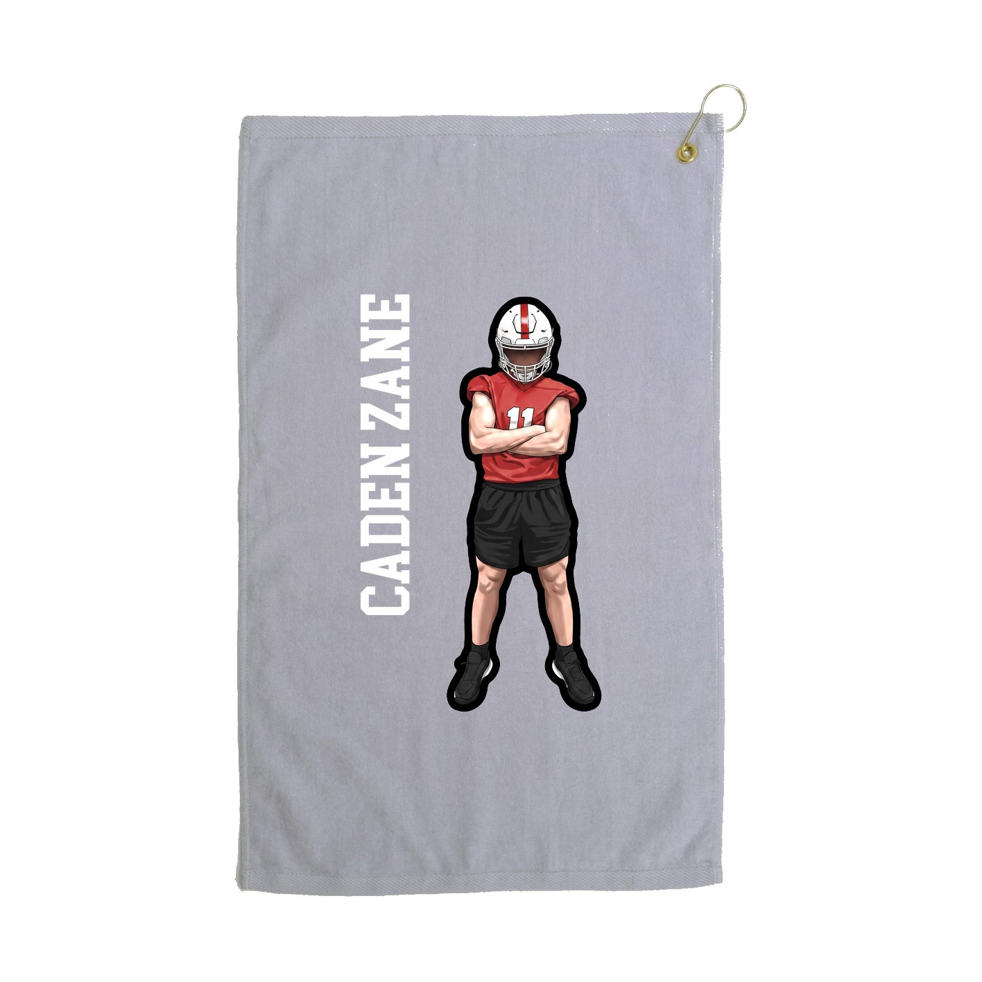 Golf Towel — Name Vertical in Grey