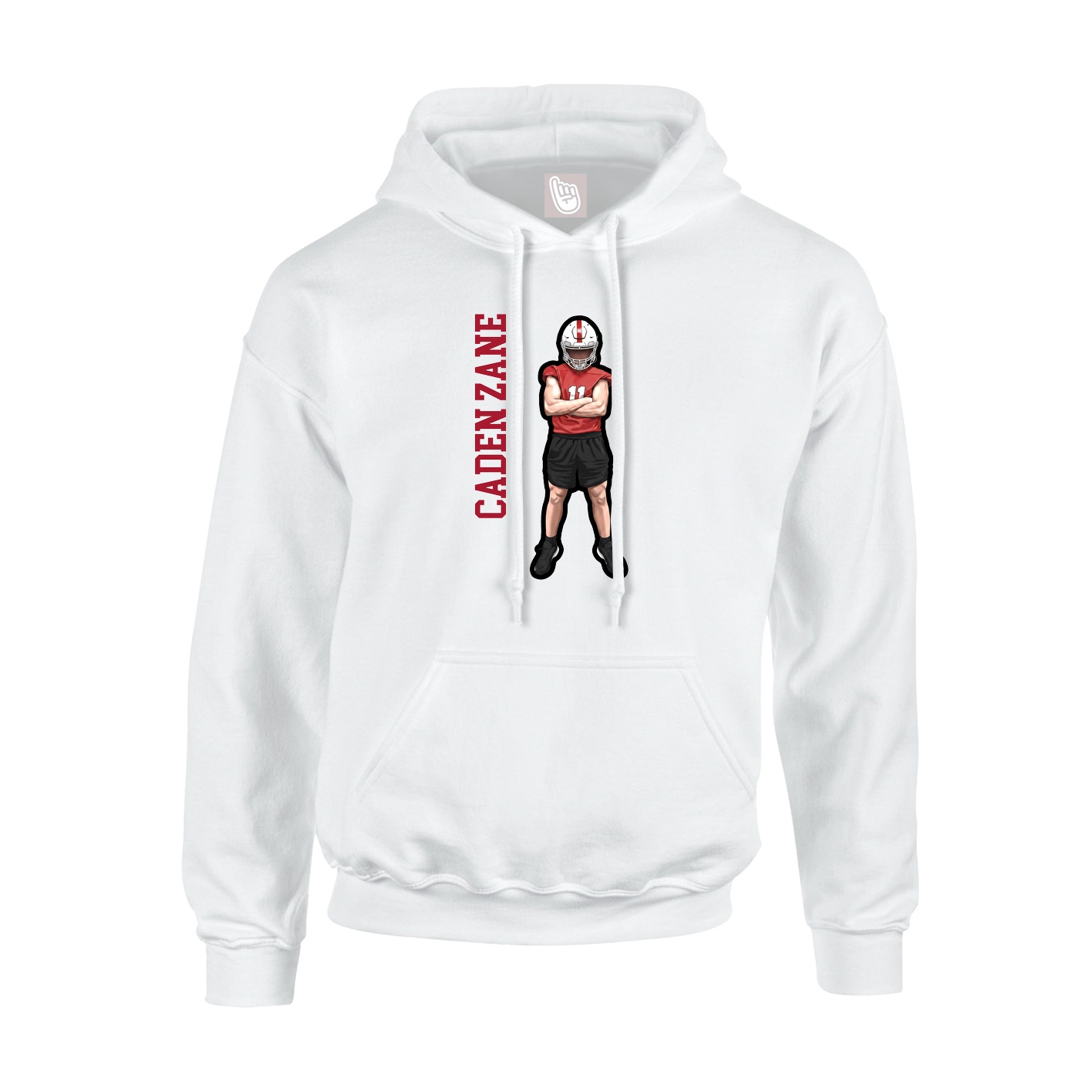 Youth Hoodie — Name Vertical in White