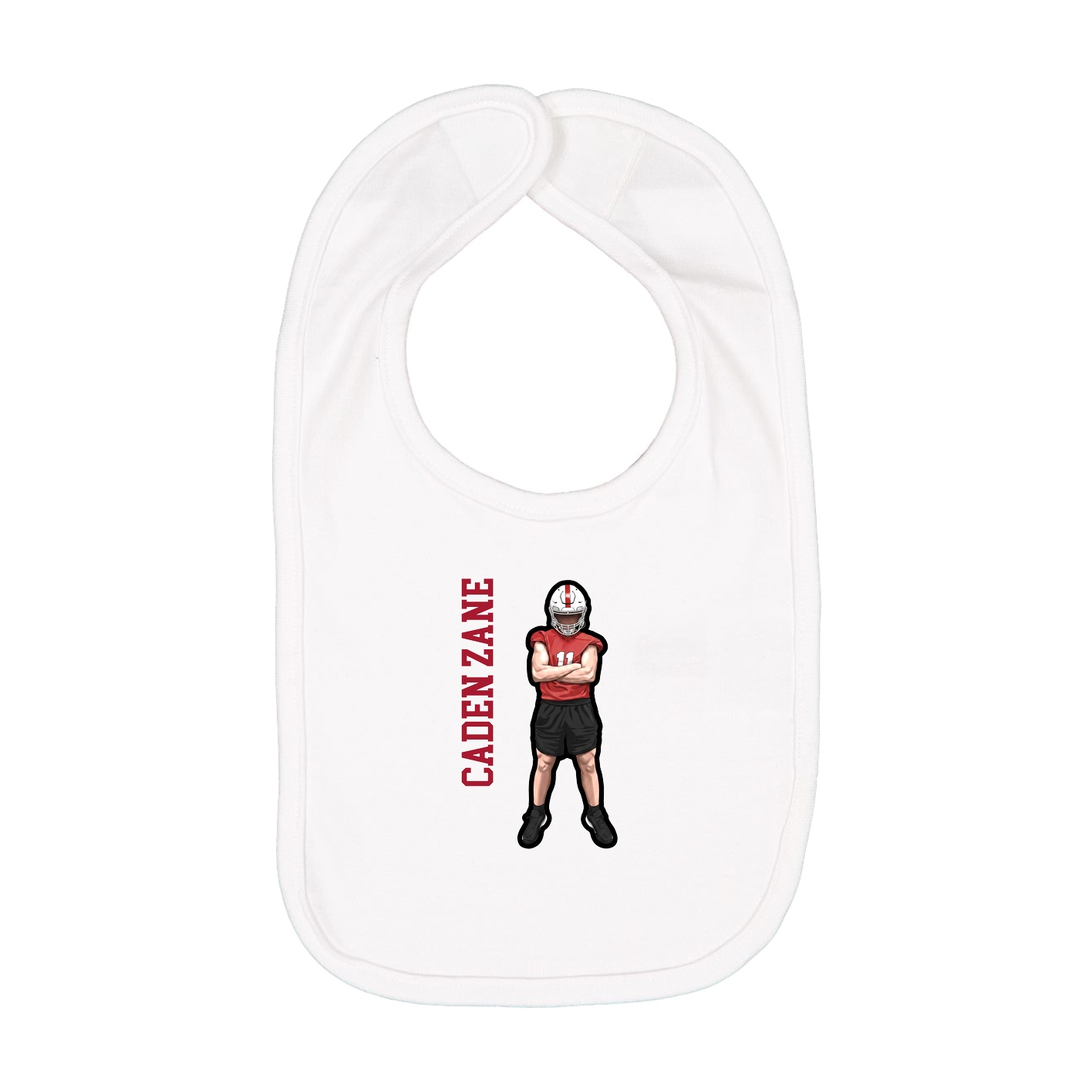 Infant Bib — Name Vertical in White