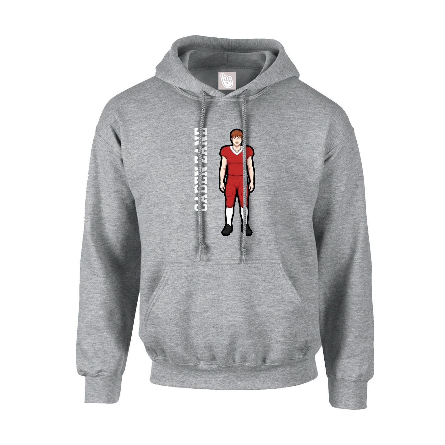 Youth Hoodie — Name Vertical in Grey
