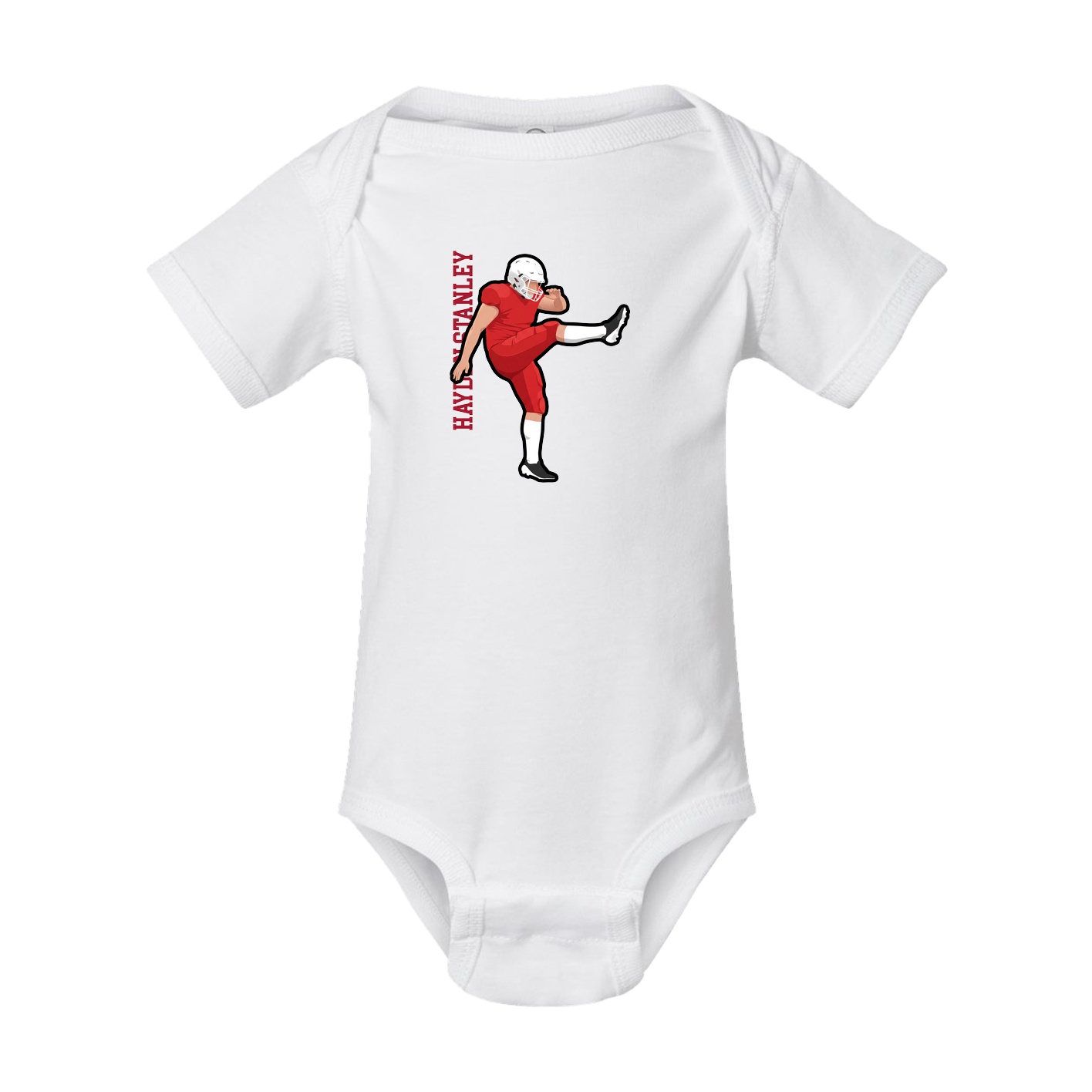 Baby Onesie — Name Vertical in White