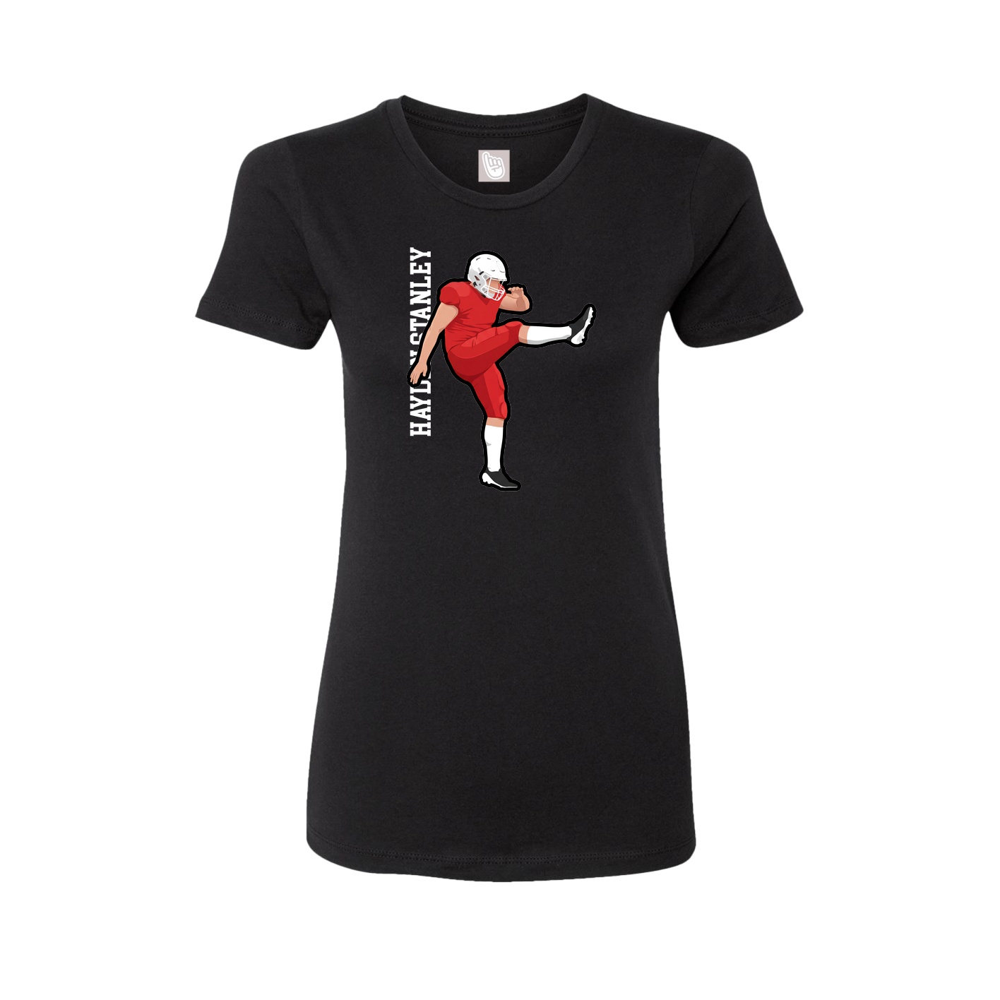 Fitted Women's Tee — Name Vertical in Black