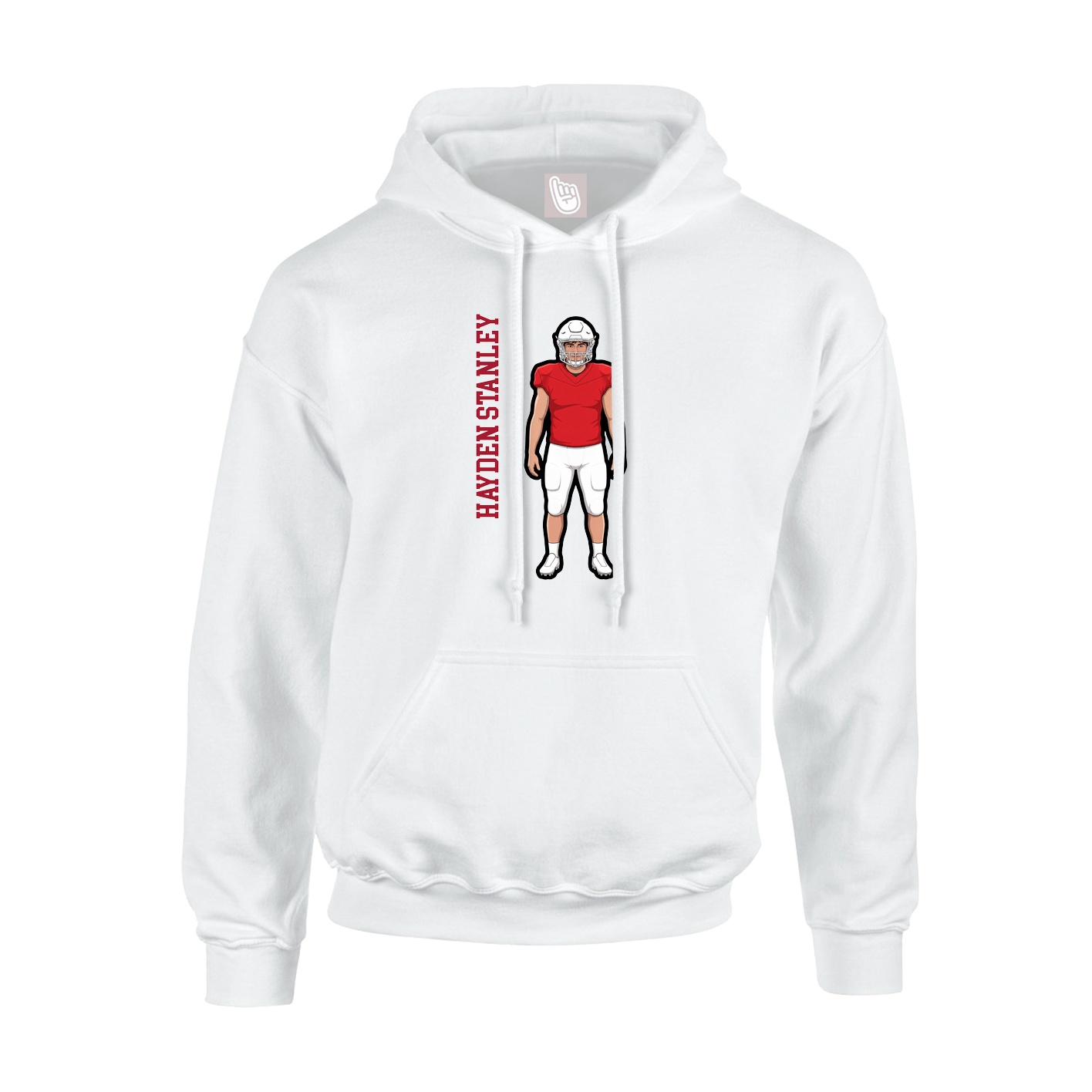 Youth Hoodie — Name Vertical in White