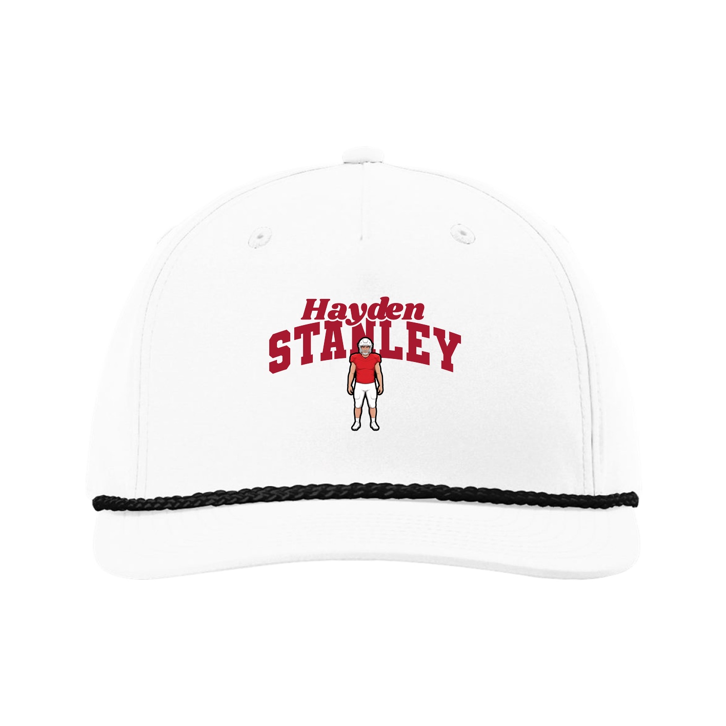 Five-Panel Classic Rope Cap — Signature Arch in White