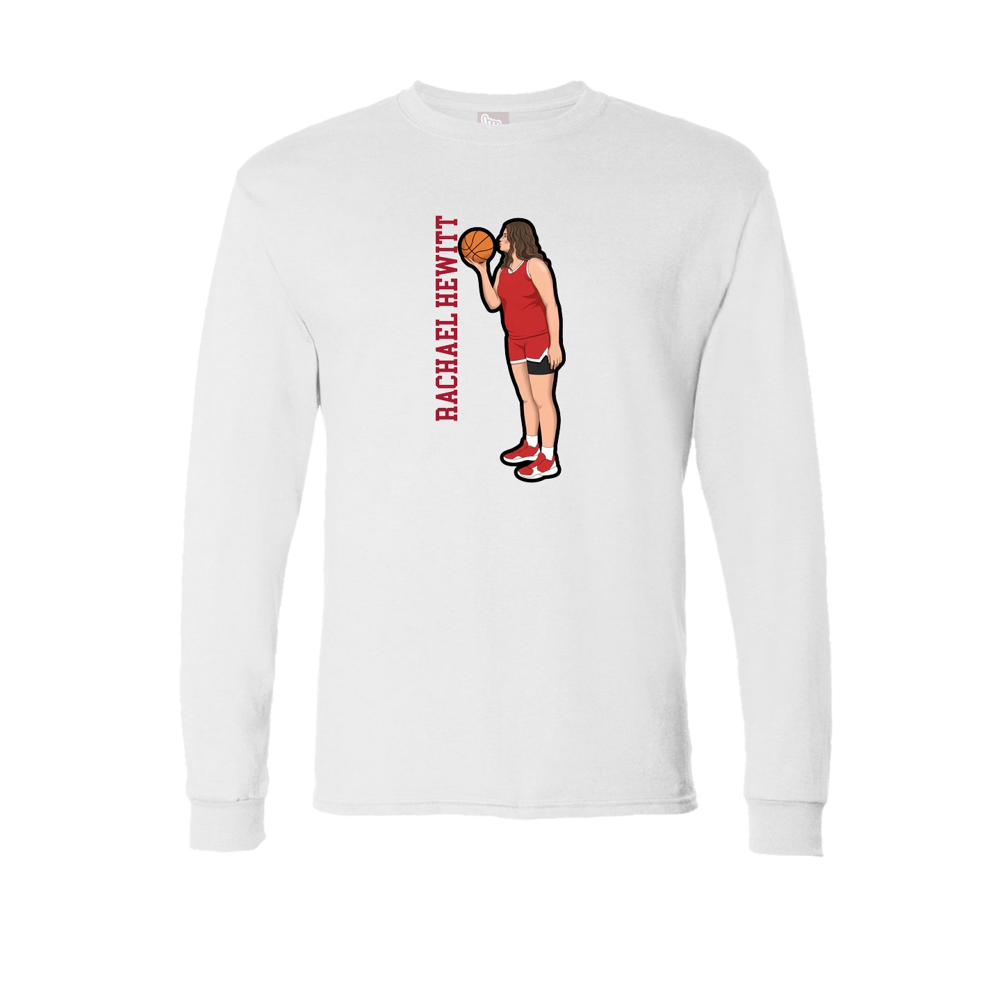 Long Sleeve Tee — Name Vertical in White
