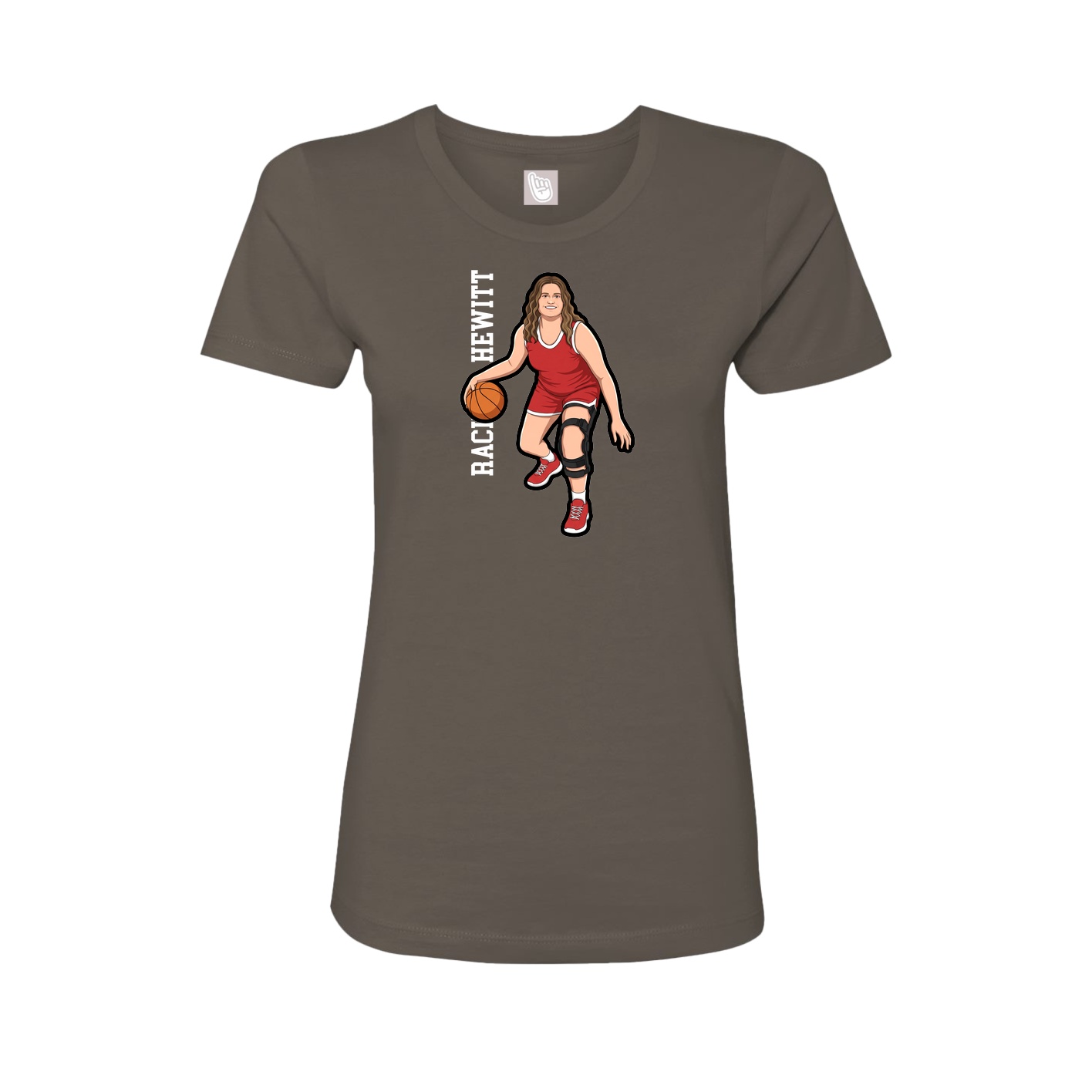 Fitted Women's Tee — Name Vertical in Grey