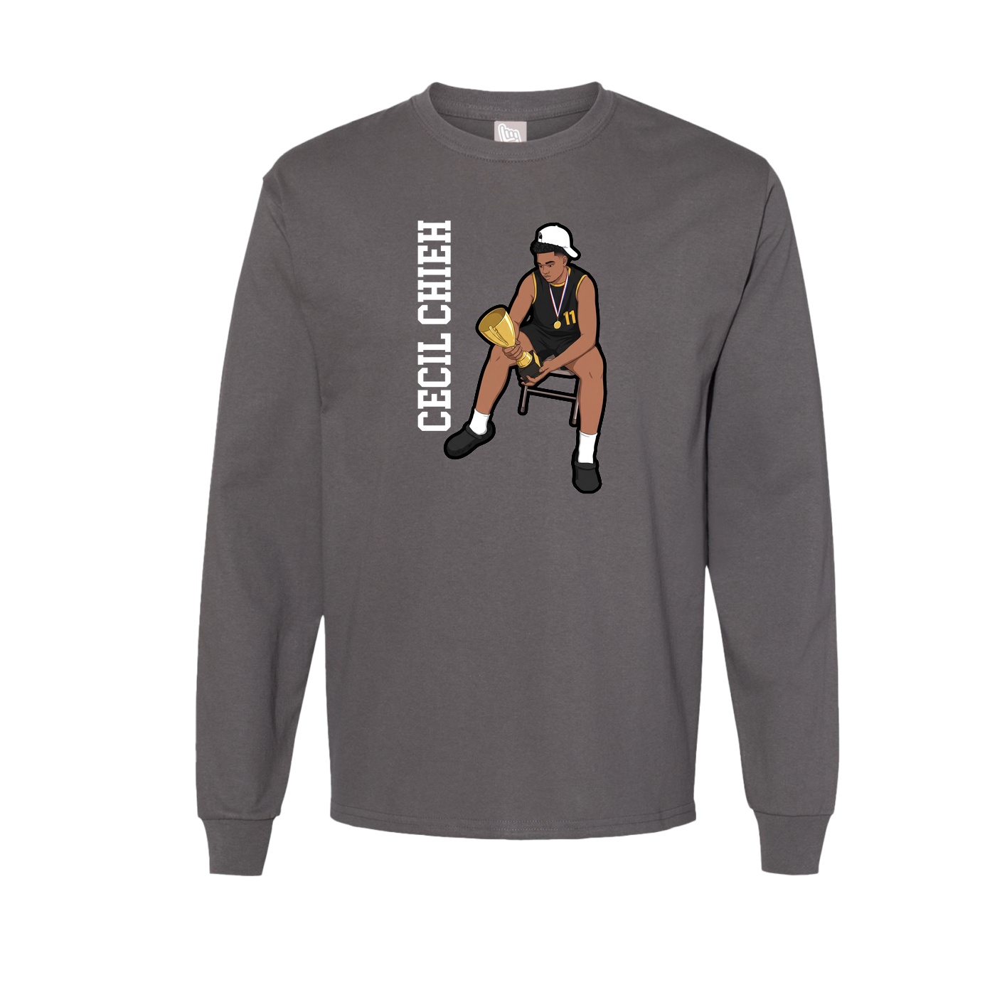 Long Sleeve Tee — Name Vertical in Grey