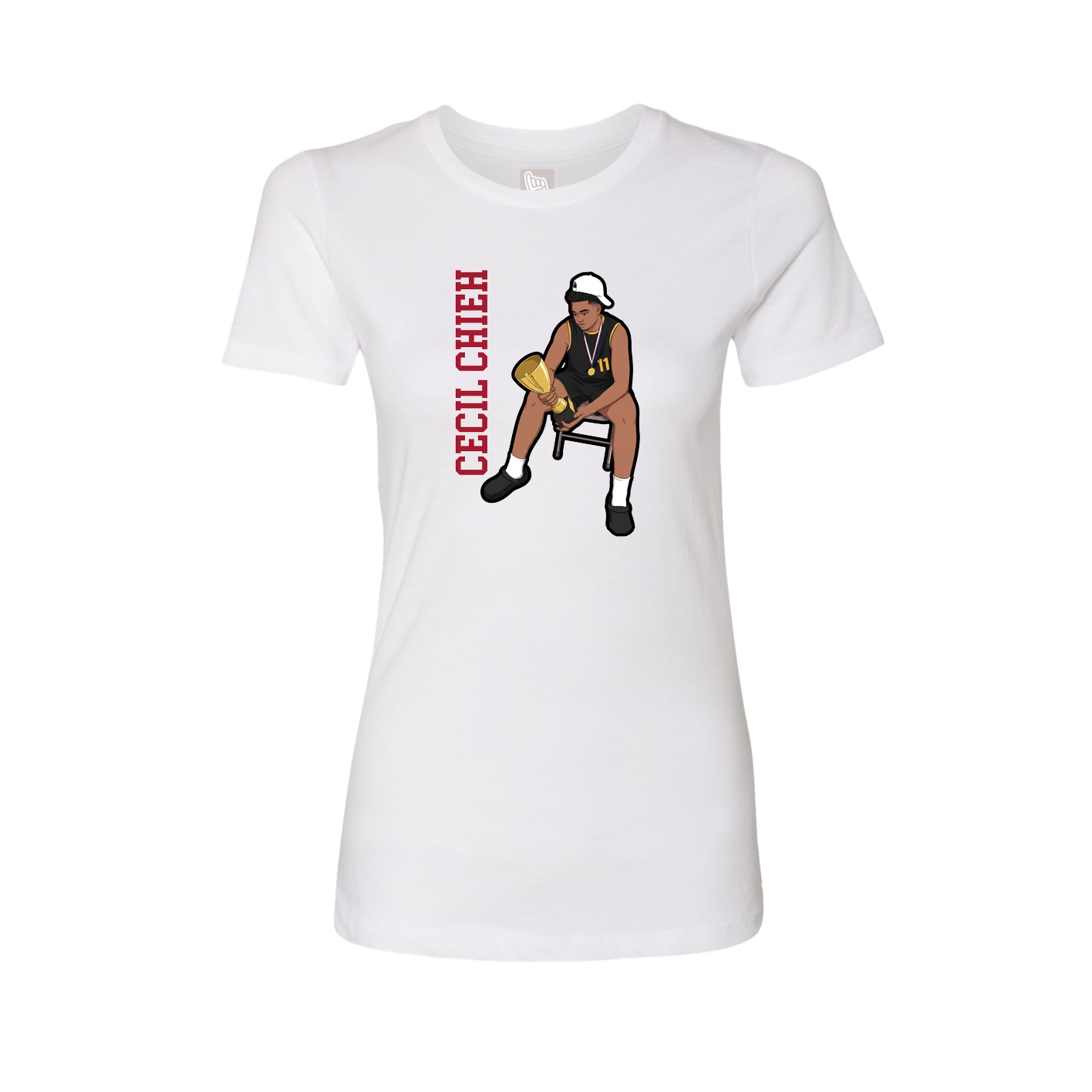 Womens Tee — Name Vertical in White