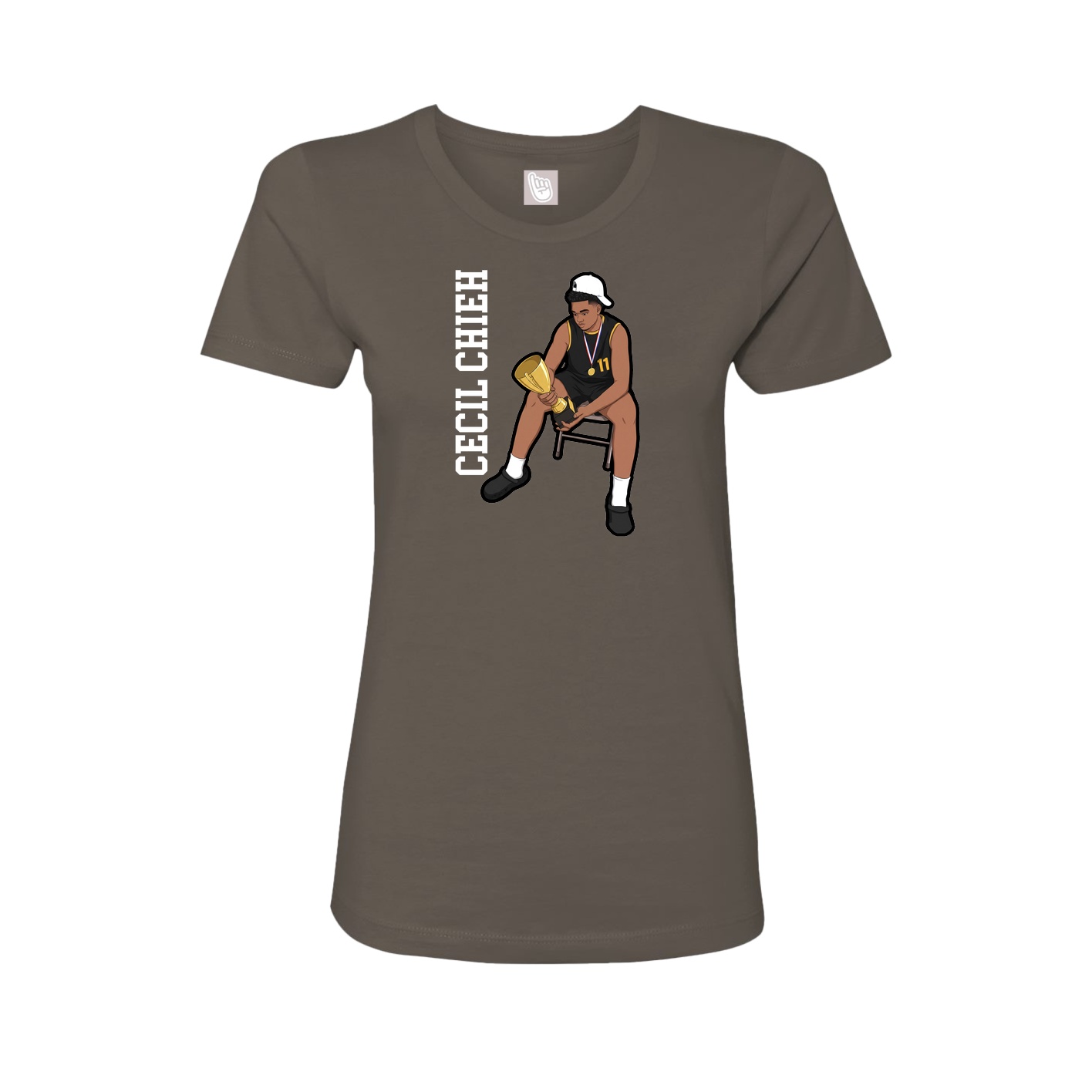 Womens Tee — Name Vertical in Grey