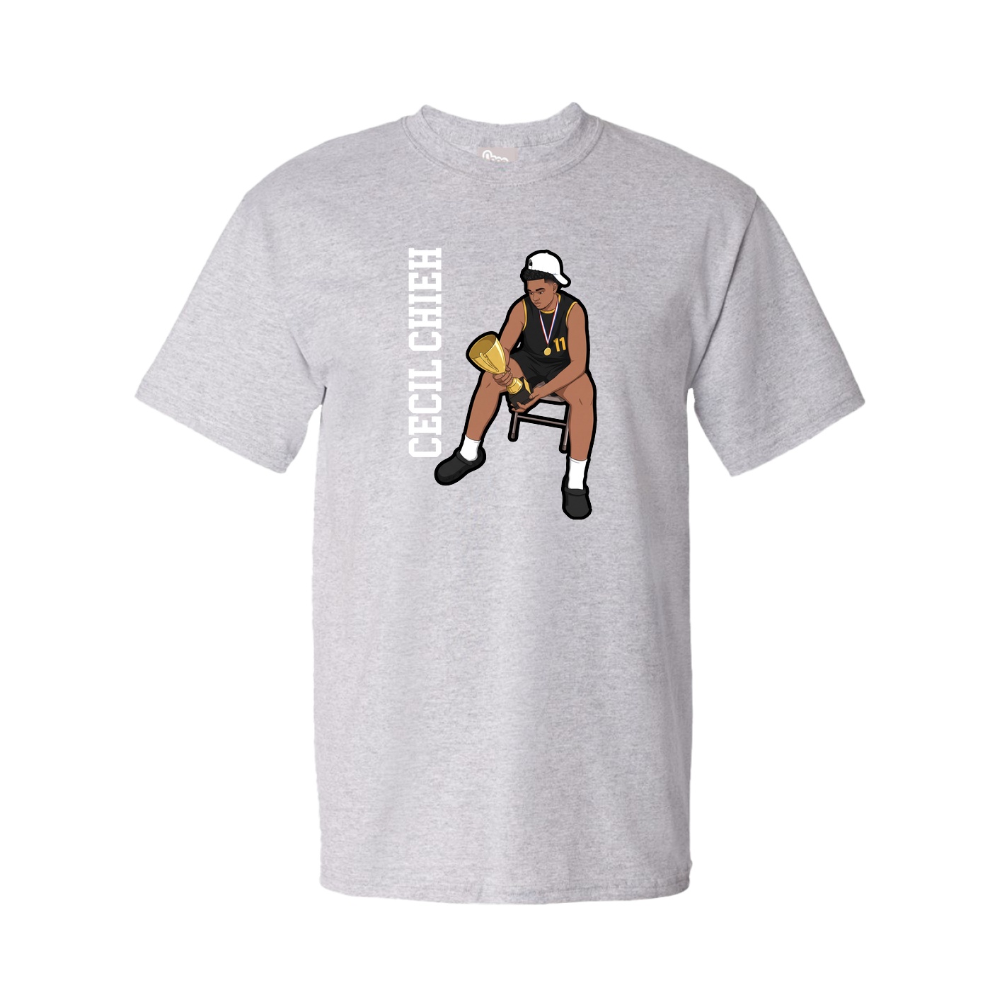 Youth Tee — Name Vertical in Grey