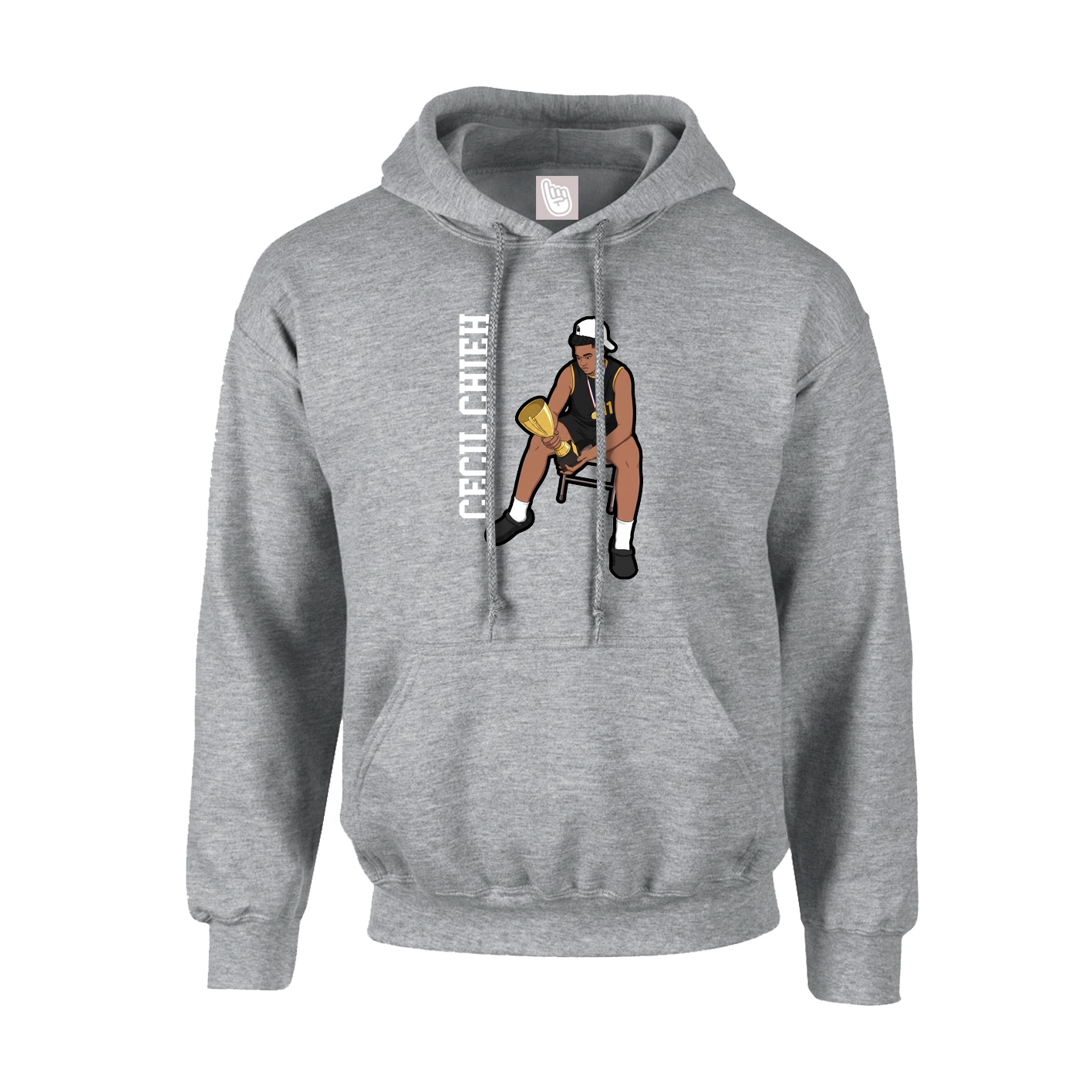 Youth Hoodie — Name Vertical in Grey