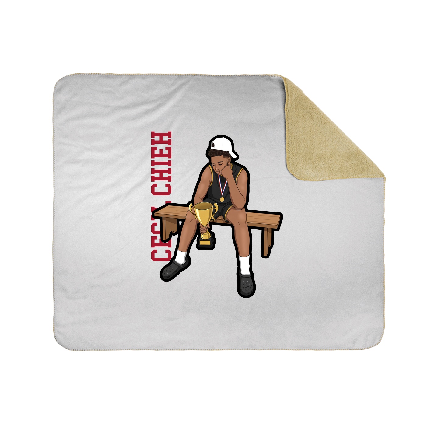 Throw Blanket — Name Vertical in White