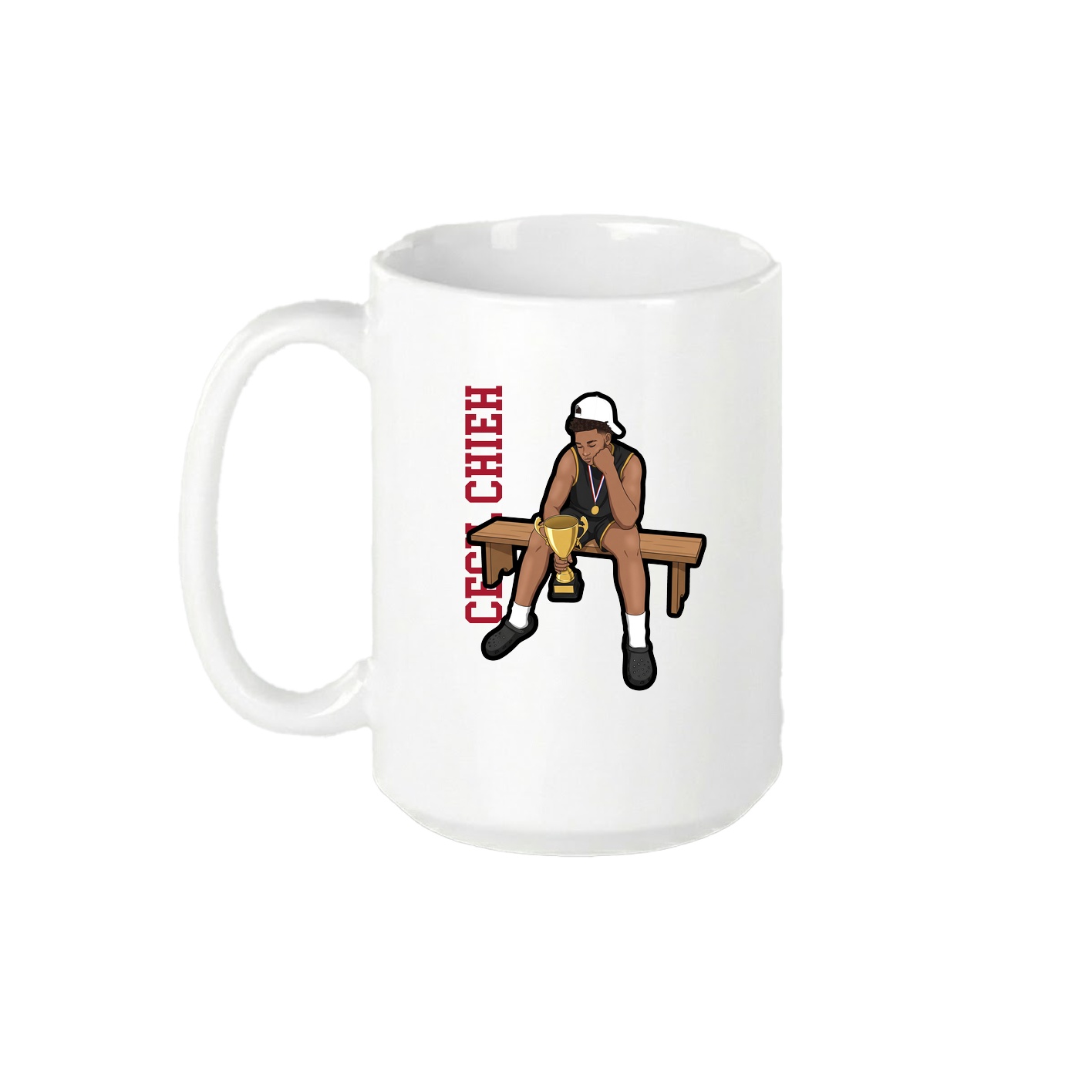15oz Coffee Mug — Name Vertical in White