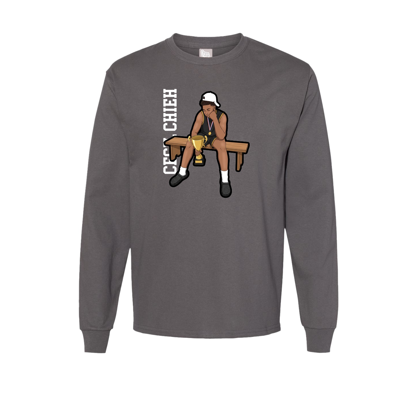 Long Sleeve Tee — Name Vertical in Grey
