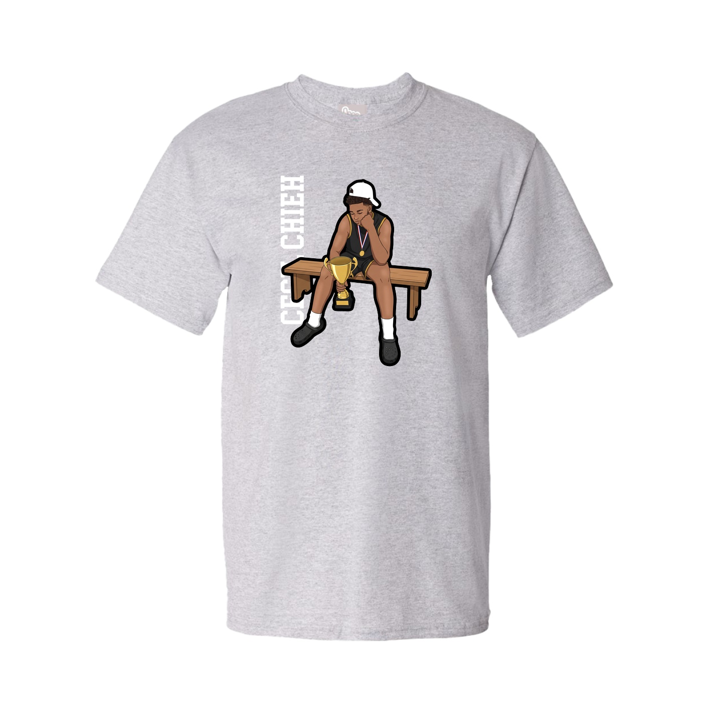 Youth Tee — Name Vertical in Grey