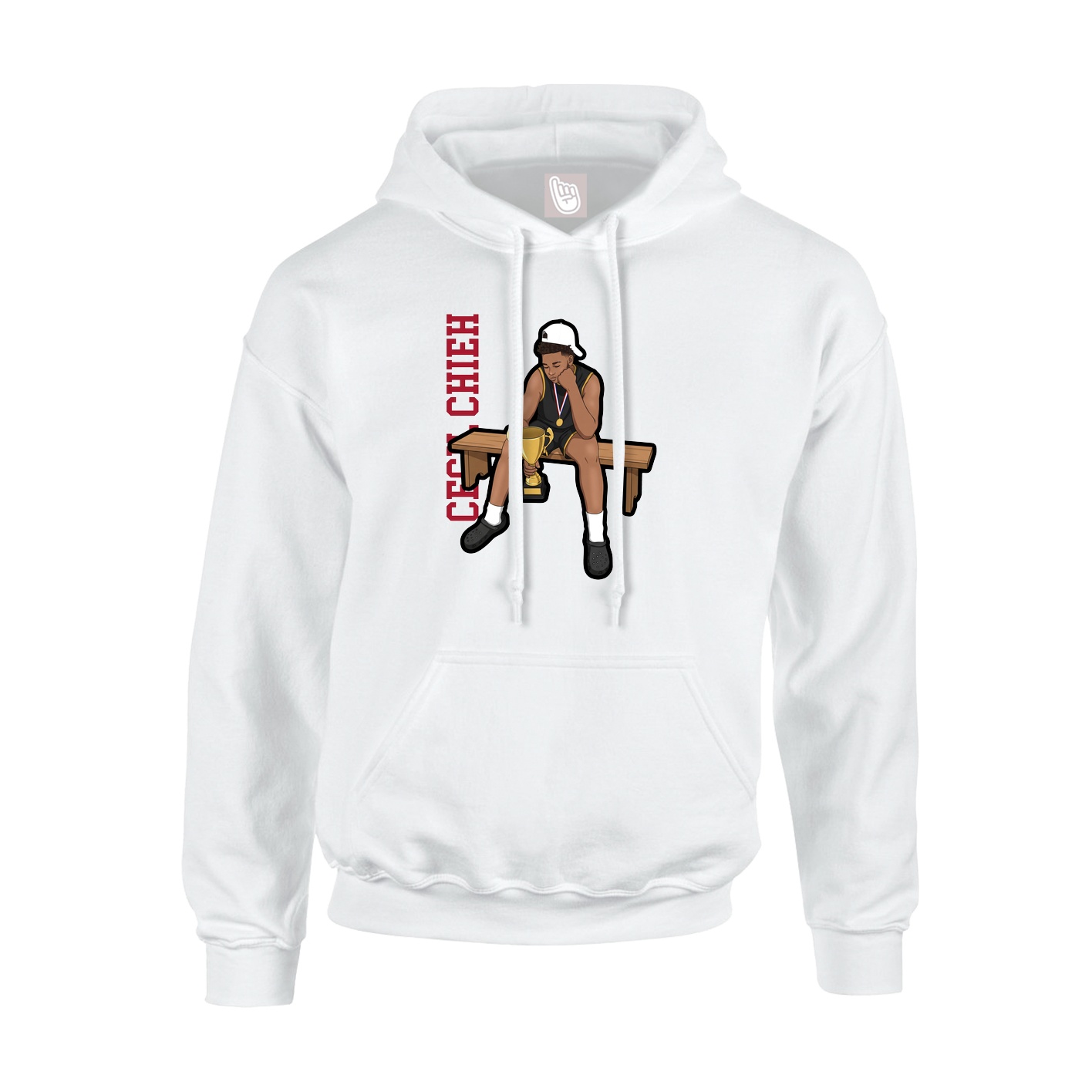 Youth Hoodie — Name Vertical in White
