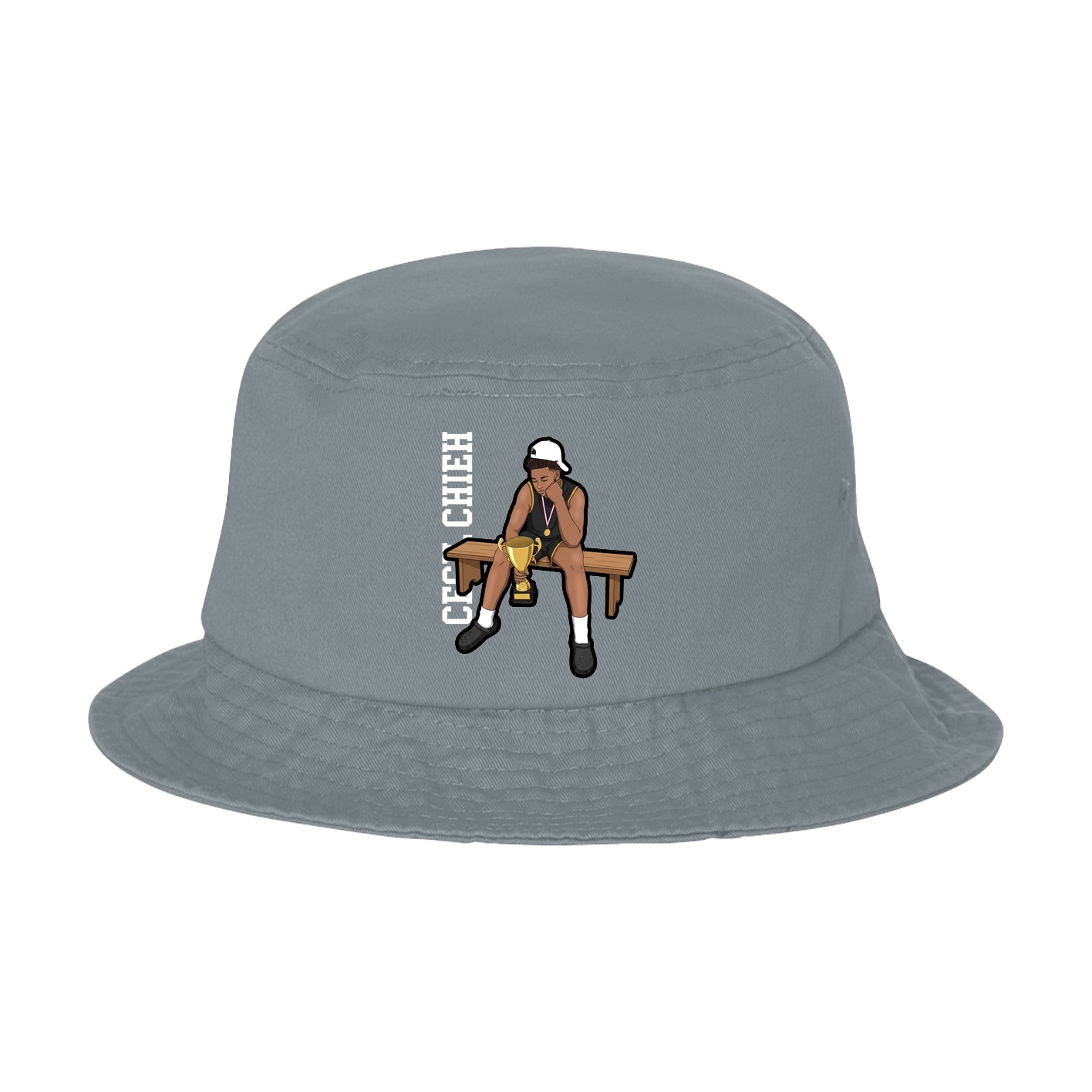 Bucket Cap — Name Vertical in Grey