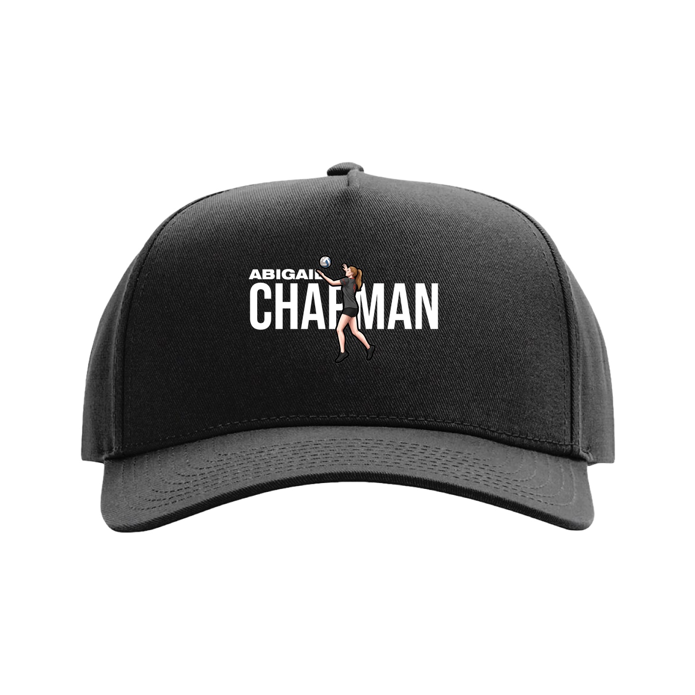 Full Fabric Five-Panel Champ Cap — Player Name in Black