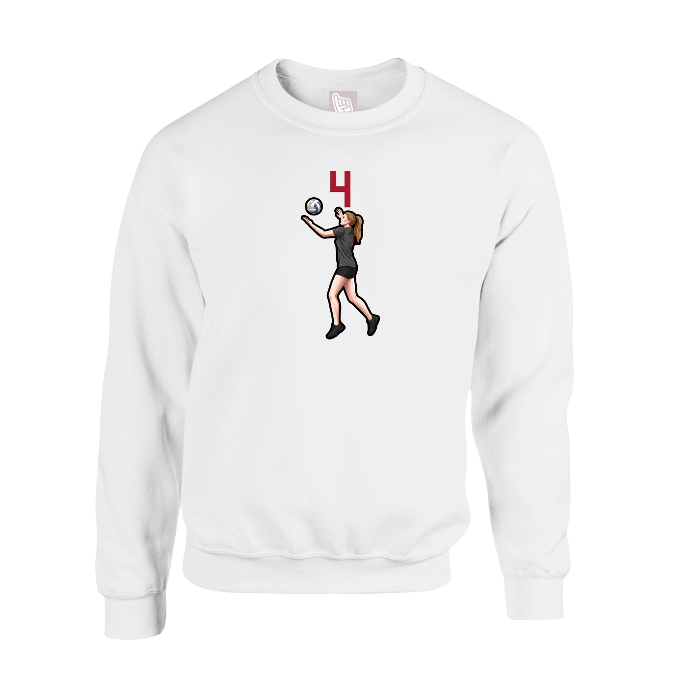 Fleece Crew — Number Top in White