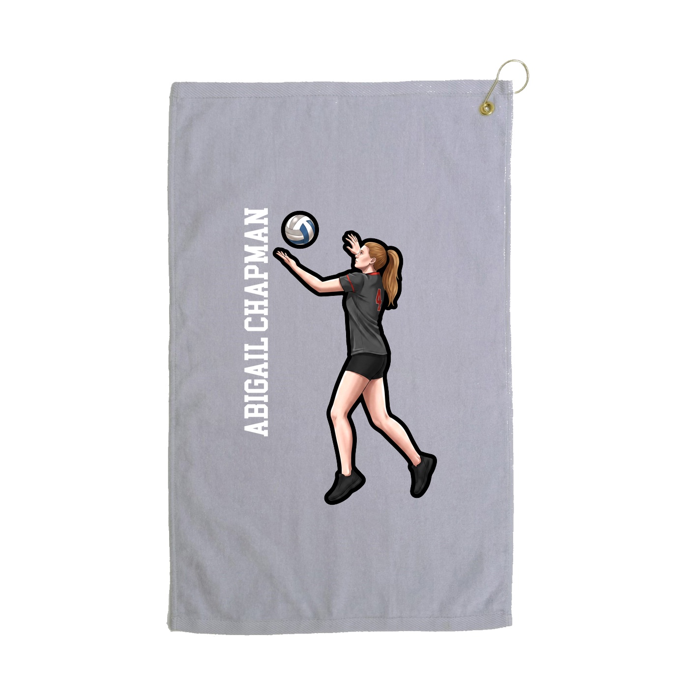 Golf Towel — Name Vertical in Grey