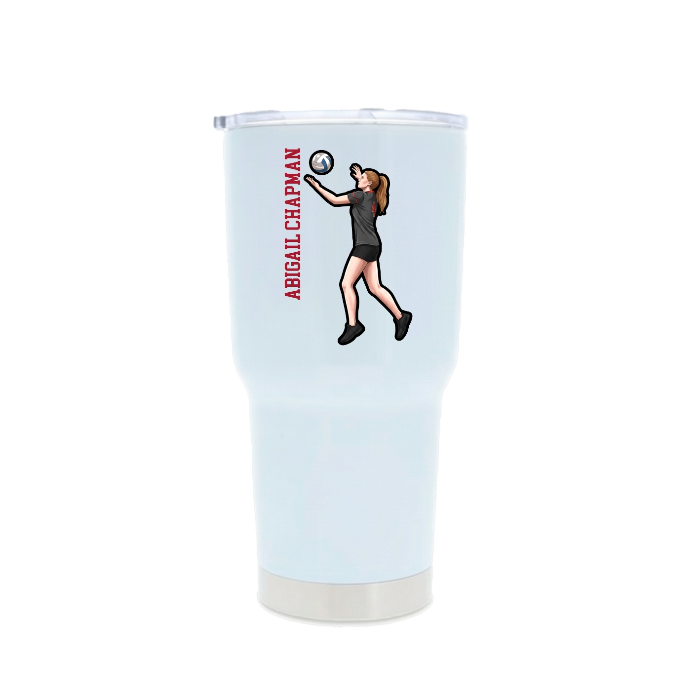 30oz Stainless Steel Tumbler — Name Vertical in White