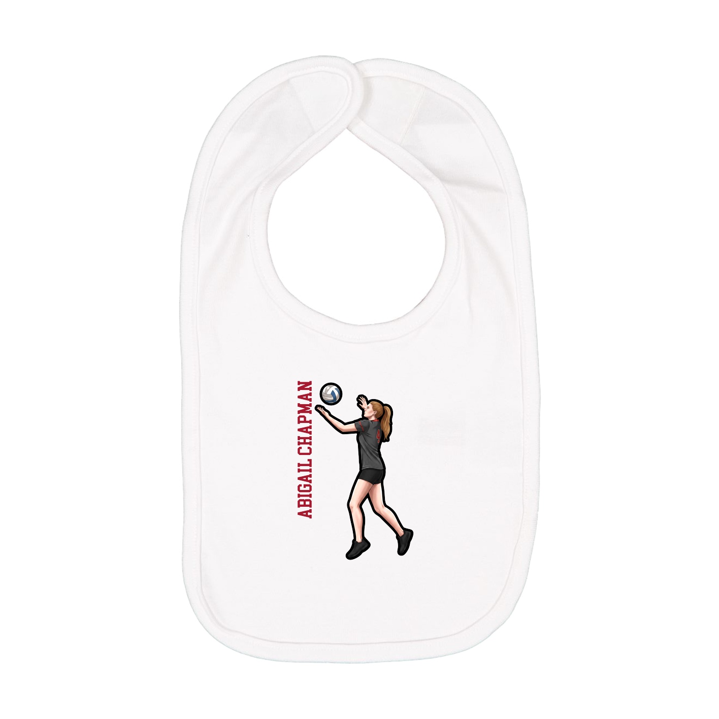 Infant Bib — Name Vertical in White