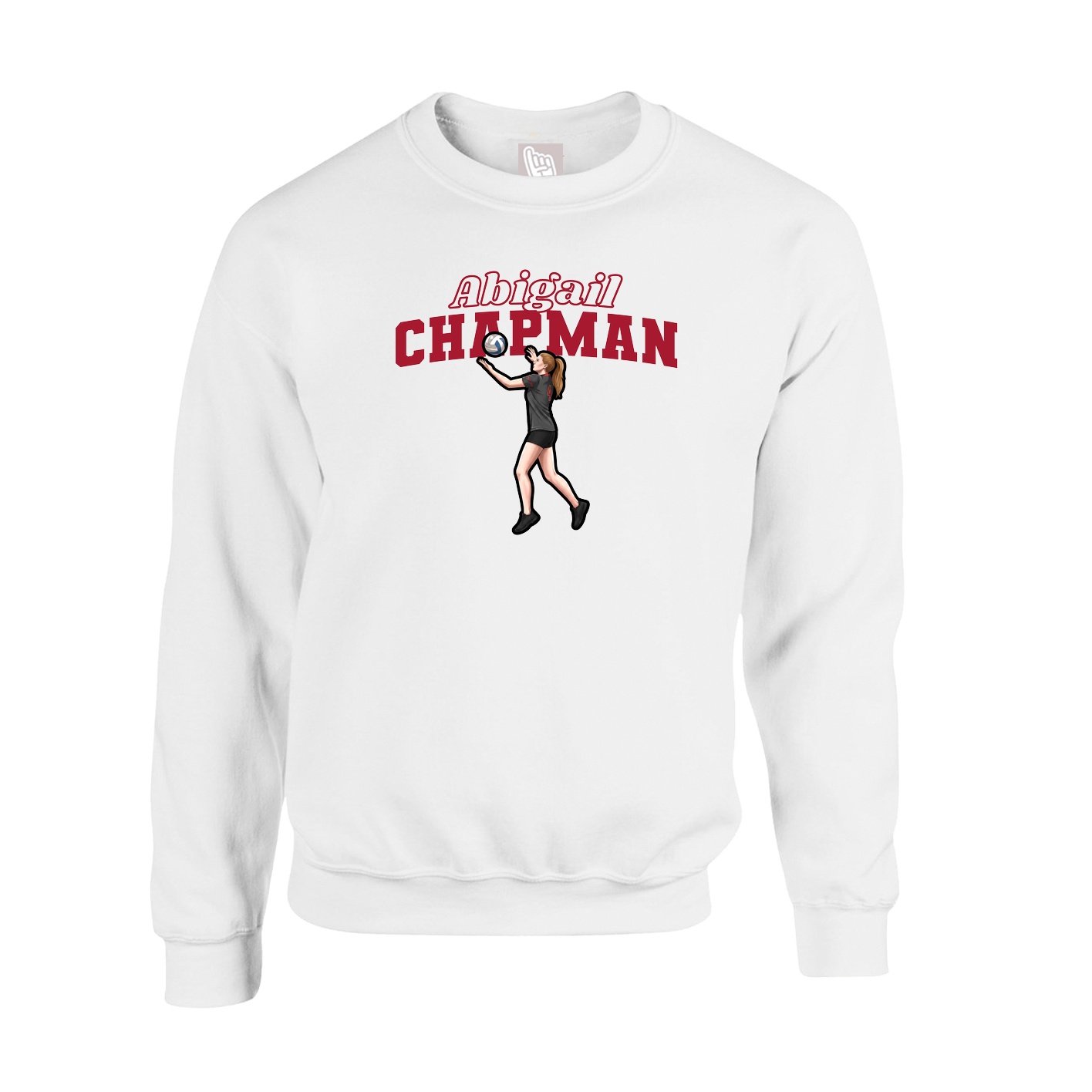 Fleece Crew — Name Arch in White