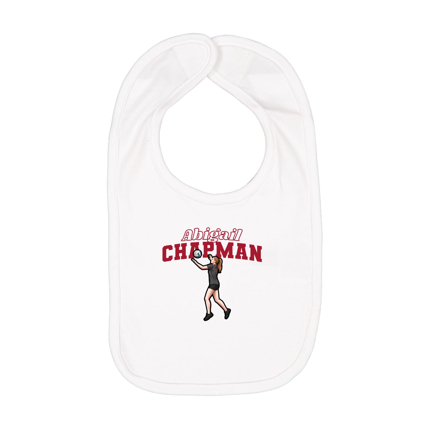 Infant Bib — Name Arch in White