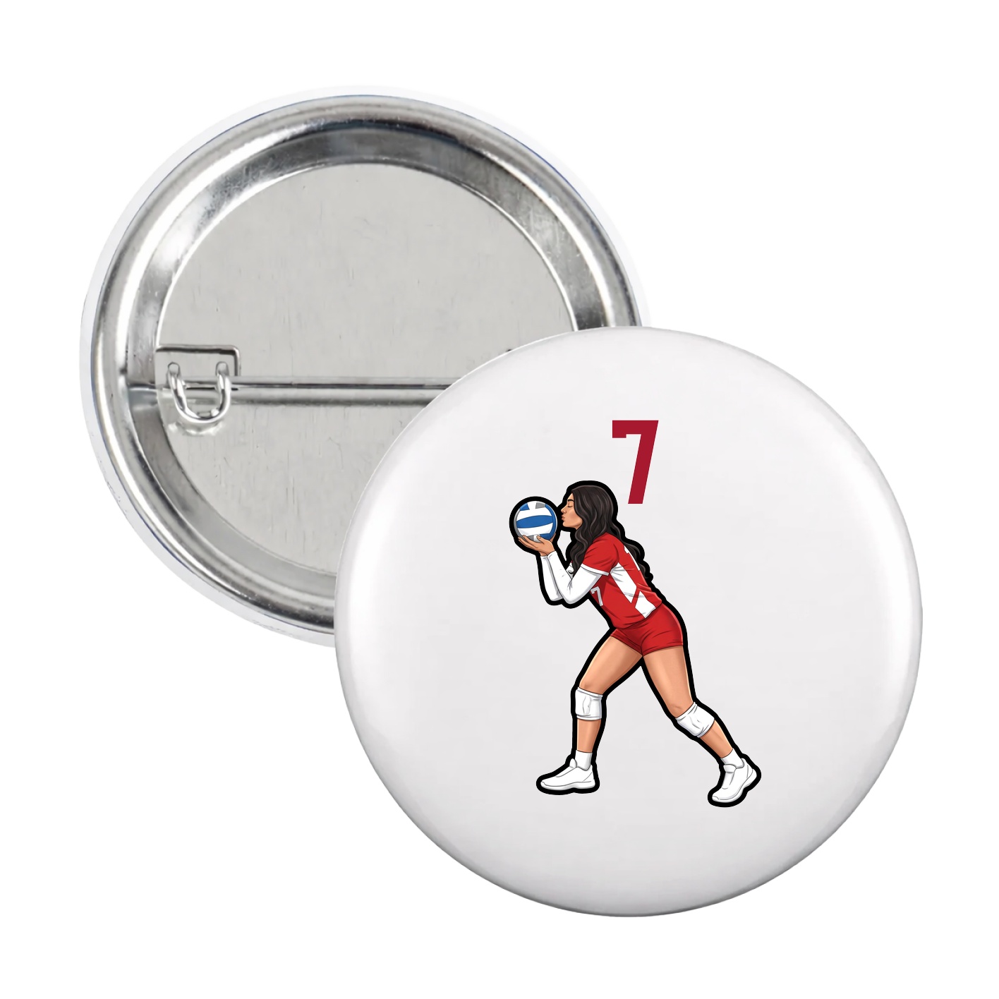 Game Day Button — Number Top in White