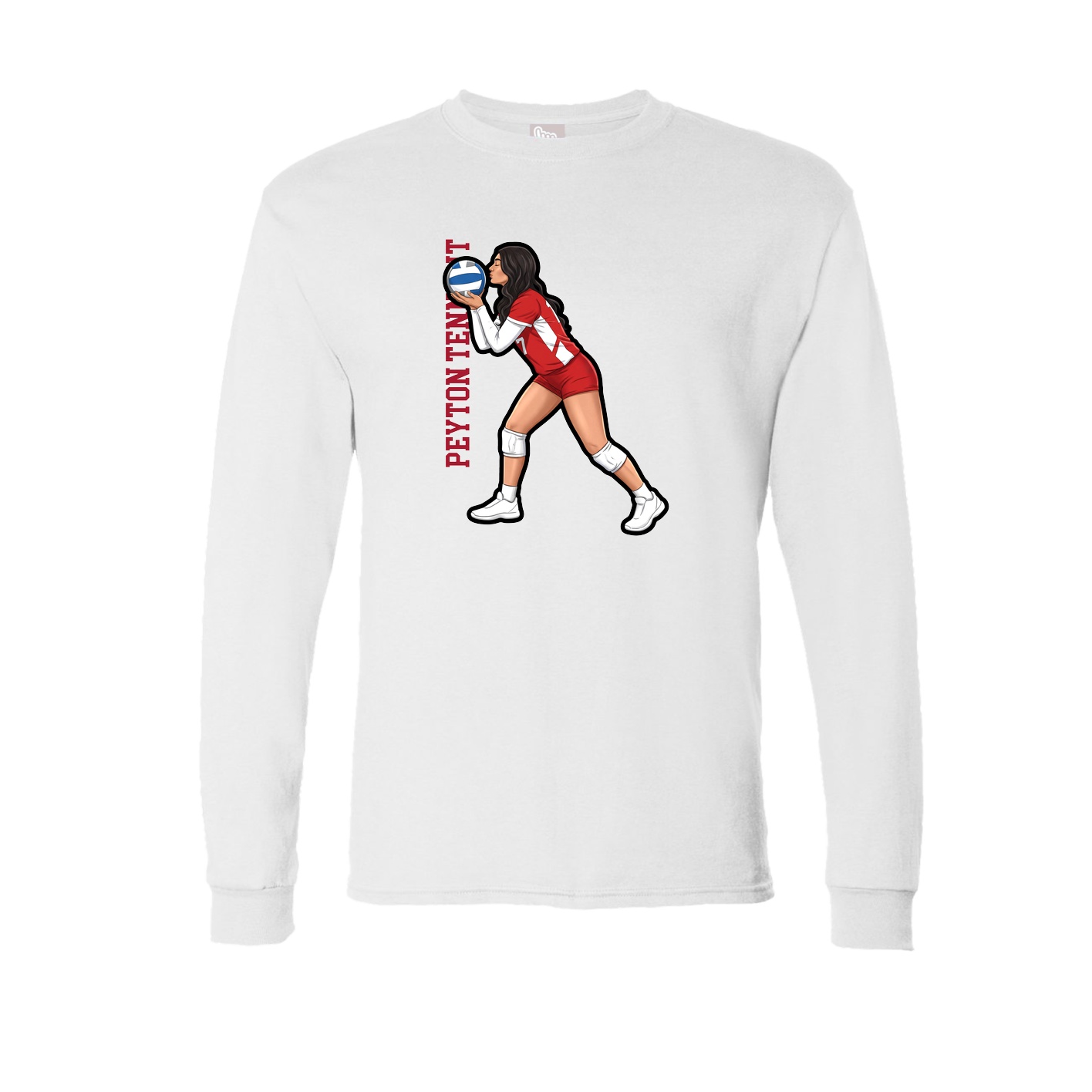 Long Sleeve Tee — Name Vertical in White