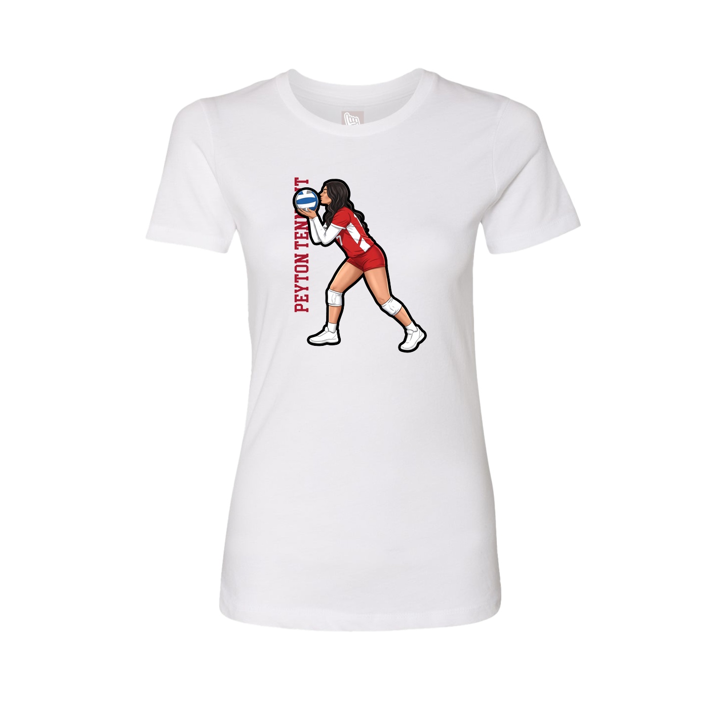 Fitted Women's Tee — Name Vertical in White