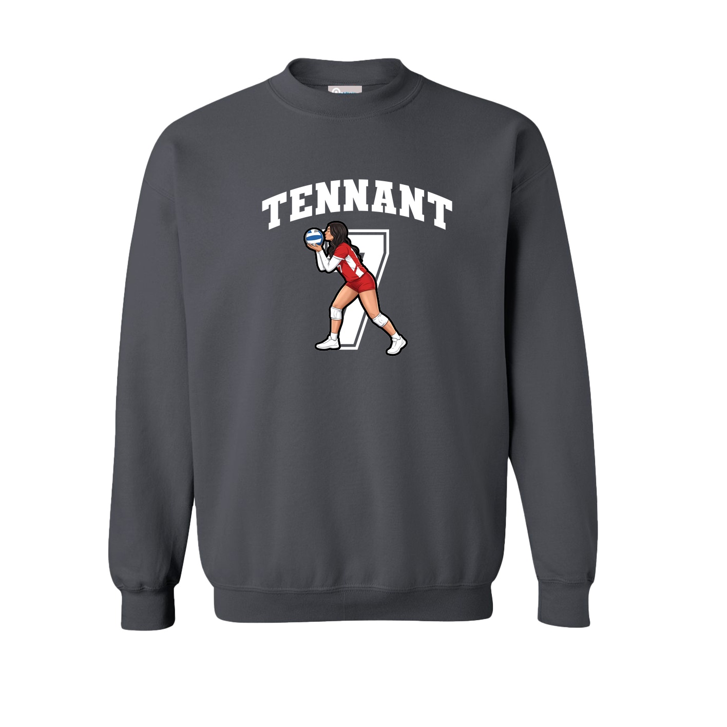Fleece Crew — Number in Grey
