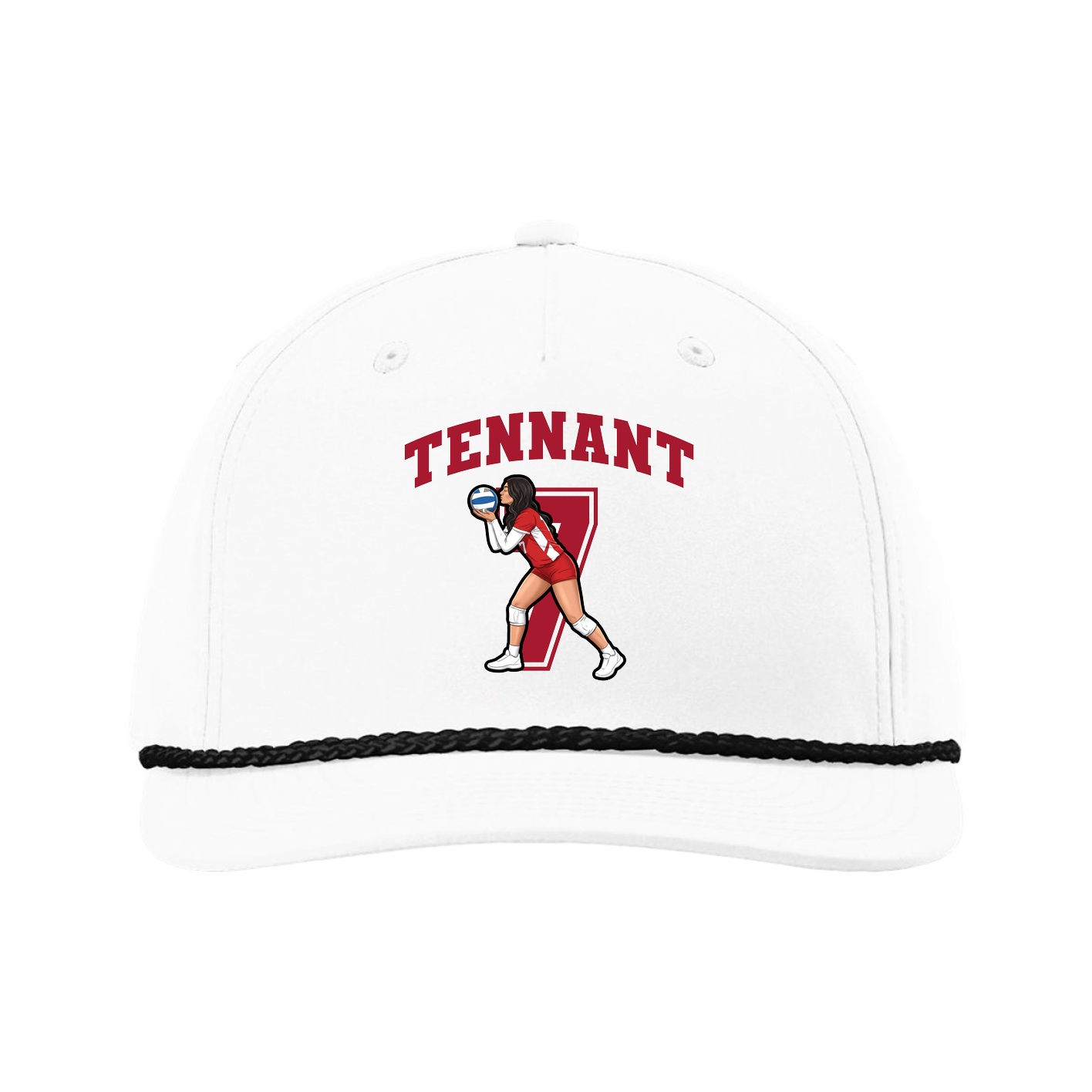 Five-Panel Classic Rope Cap — Number in White