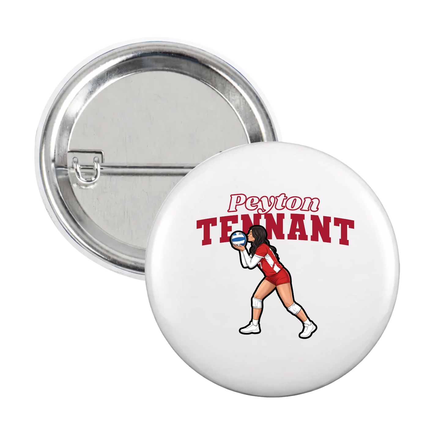 Game Day Button — Name Arch in White
