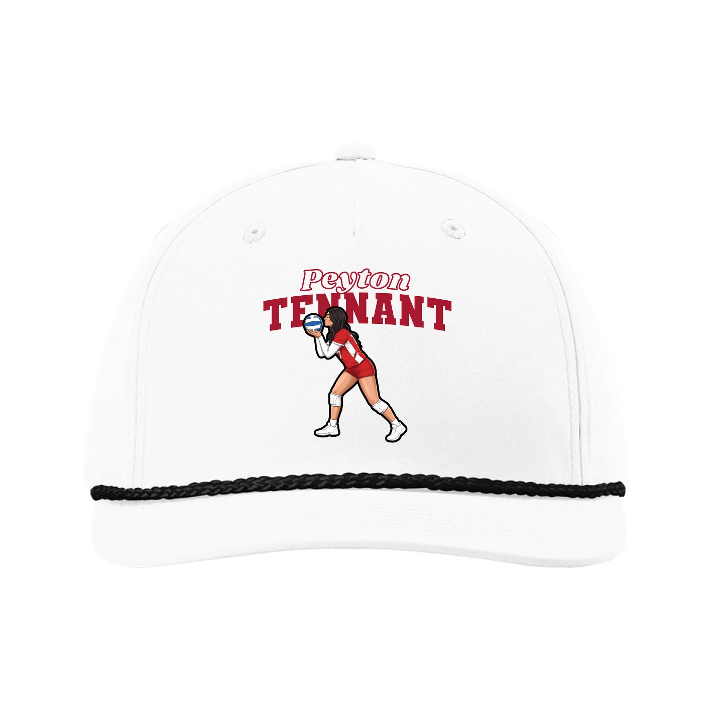 Five-Panel Classic Rope Cap — Name Arch in White