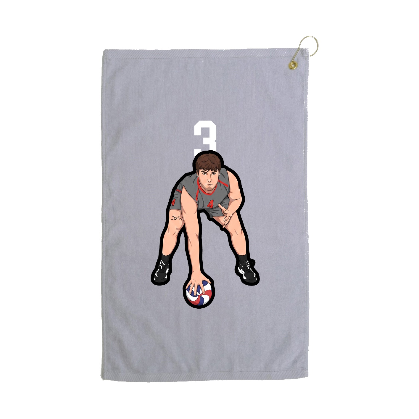 Golf Towel — Number Top in Grey