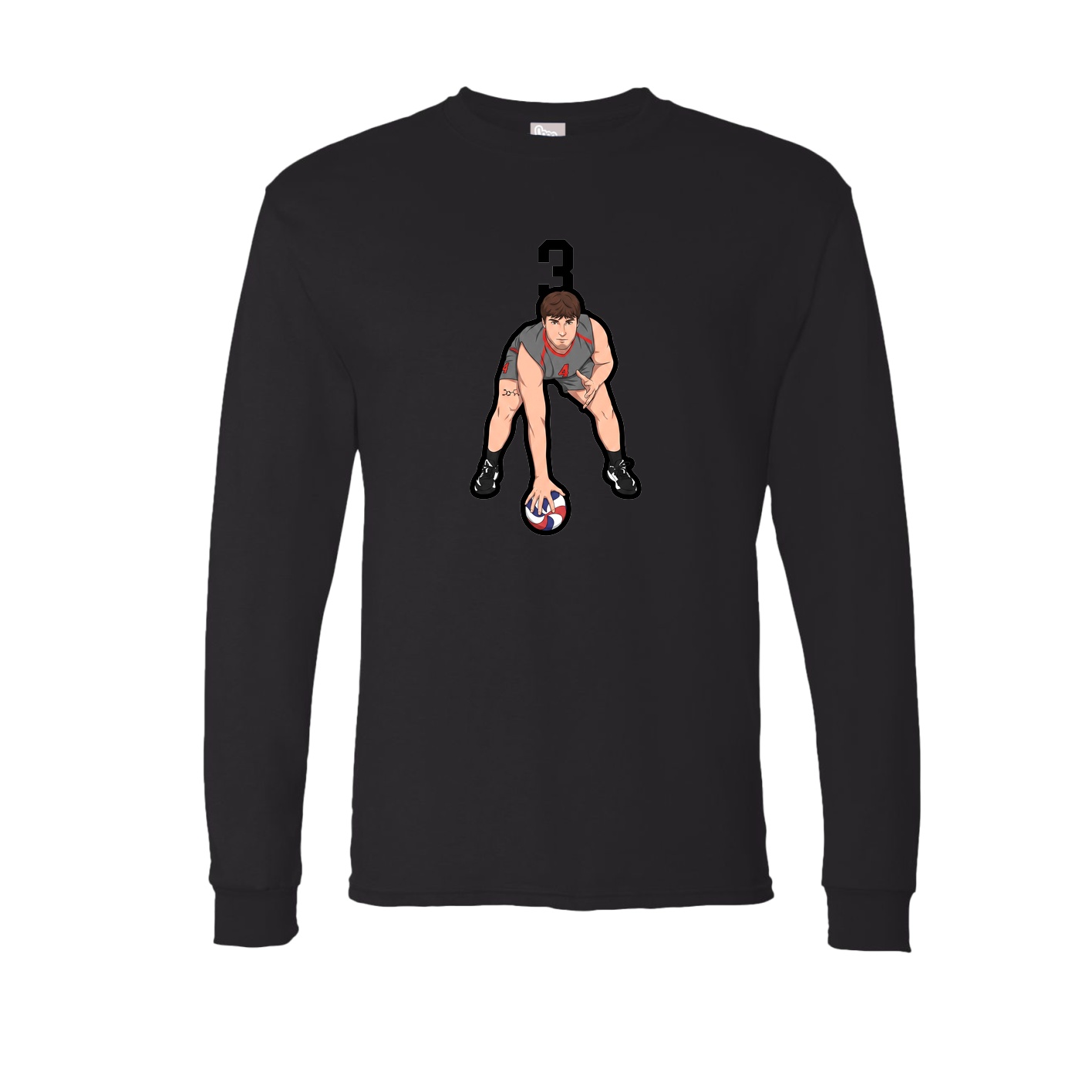 Long Sleeve Tee — Number Top in Black