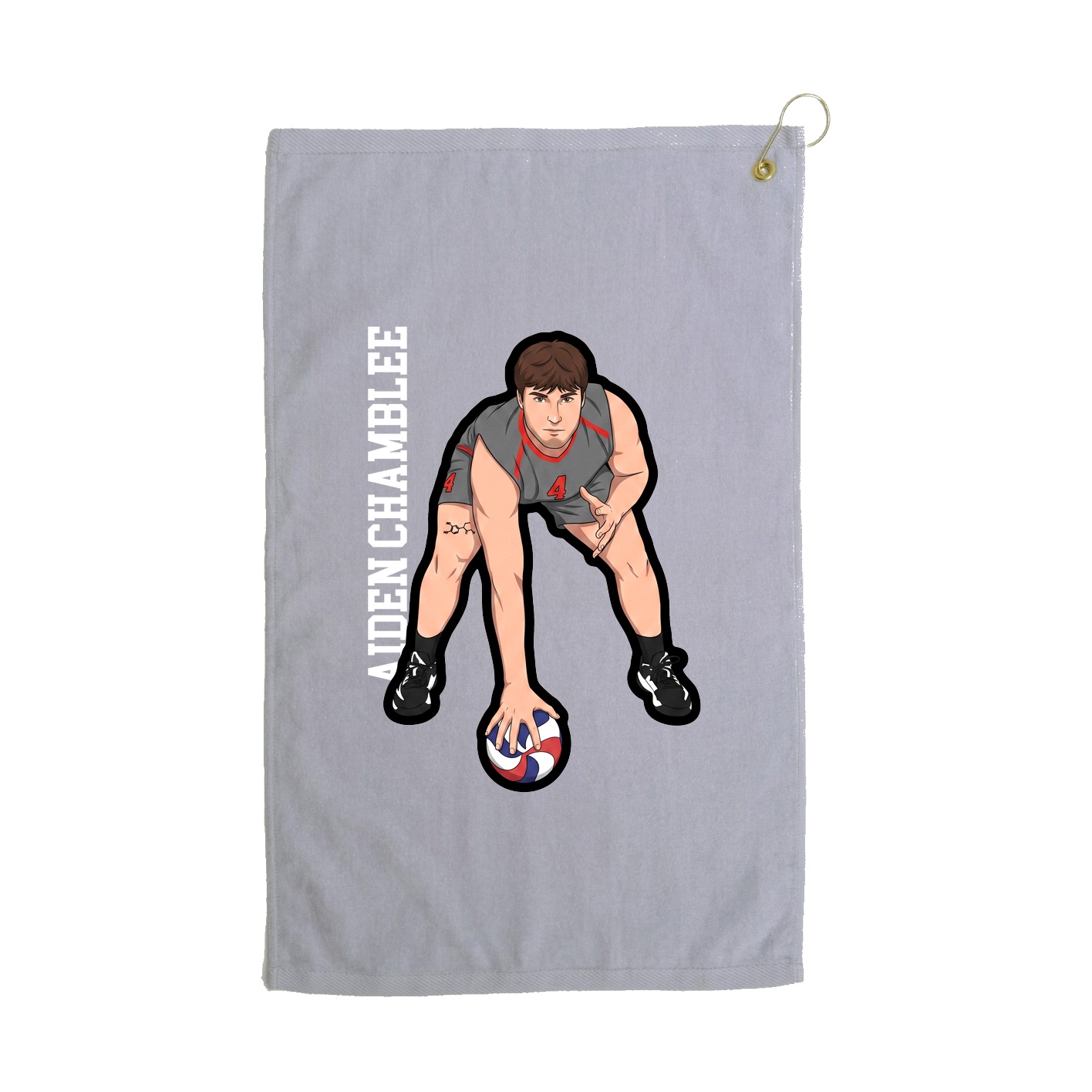 Golf Towel — Name Vertical in Grey
