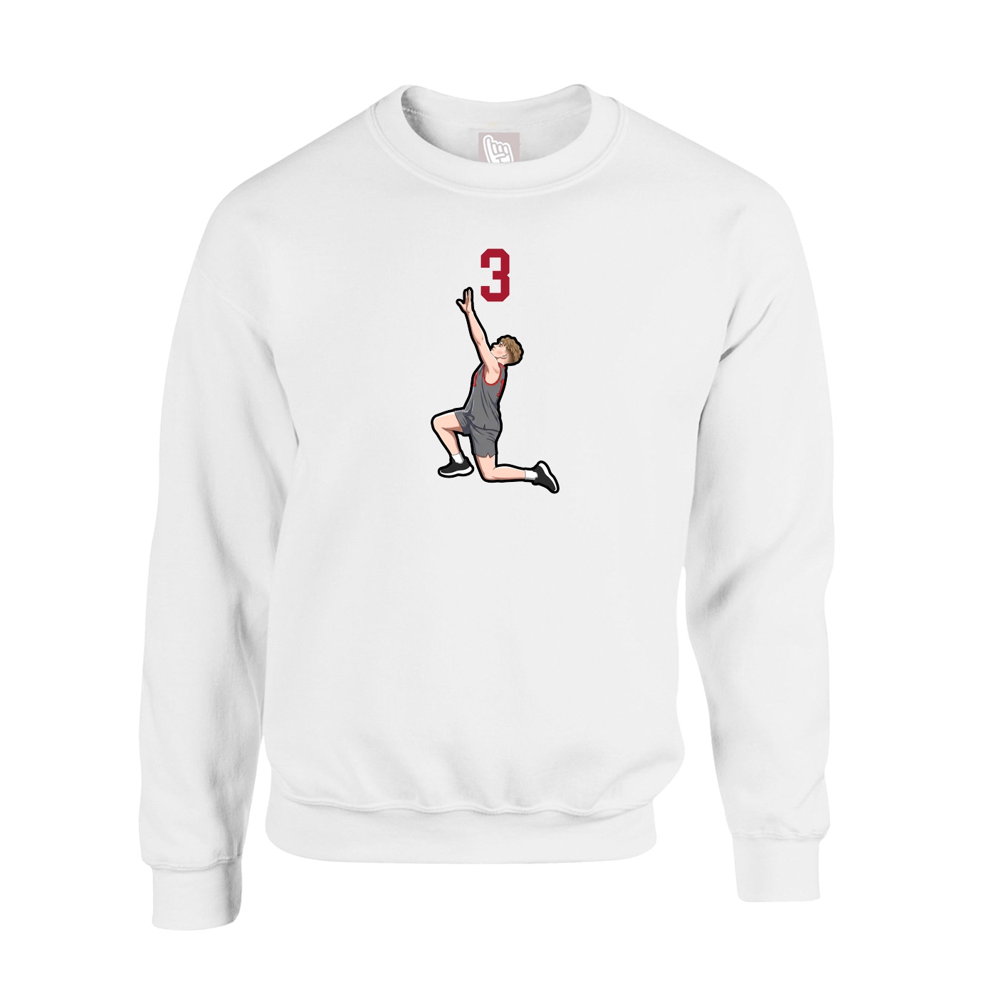 Fleece Crew — Number Top in White