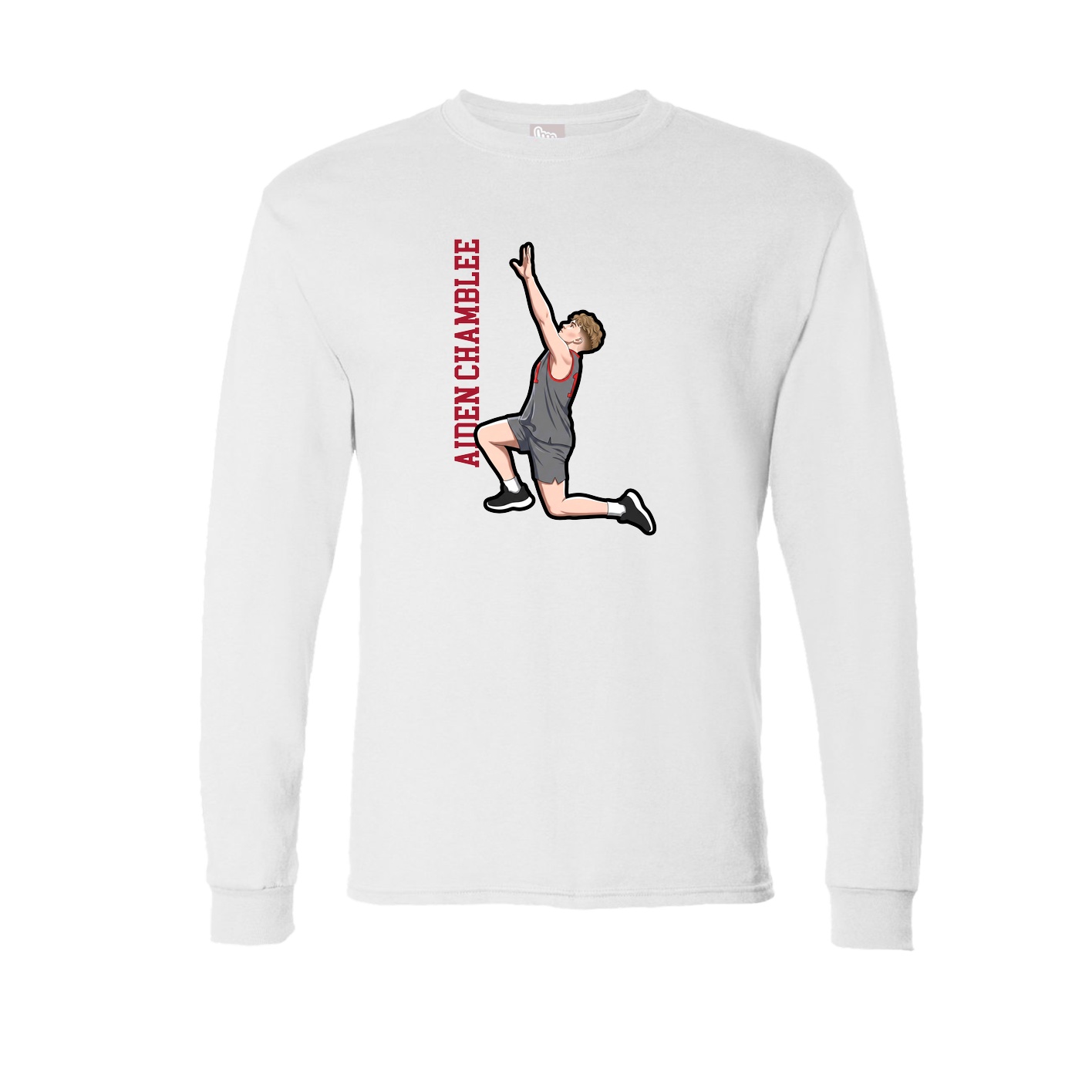 Long Sleeve Tee — Name Vertical in White
