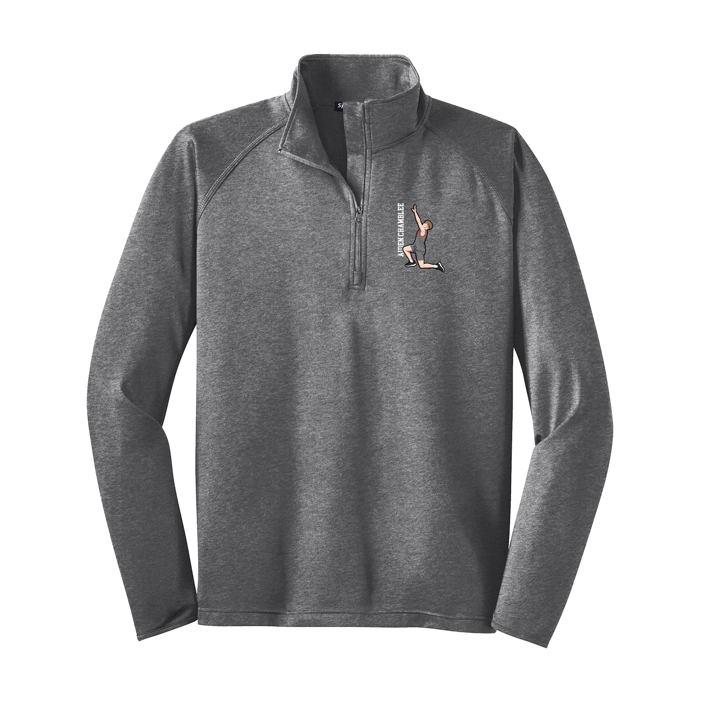 Q-Zip Pullover — Name Vertical in Grey