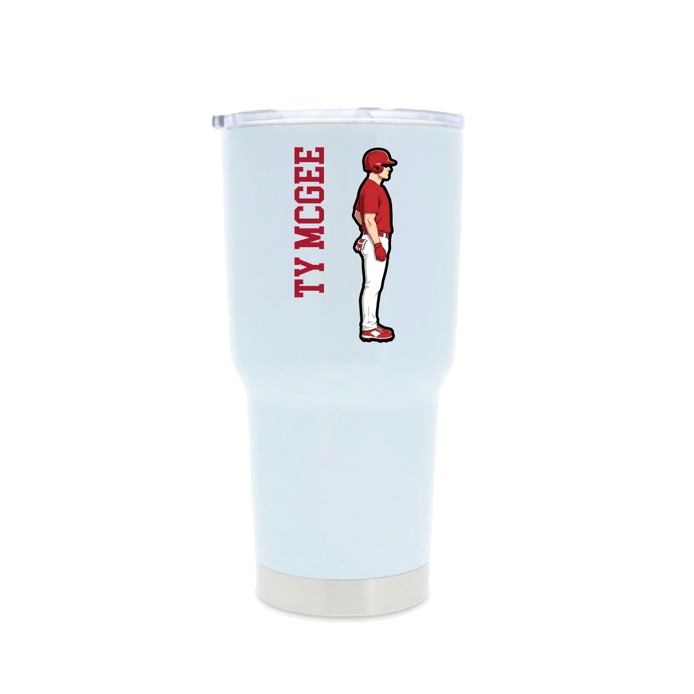 30oz Stainless Steel Tumbler — Name Vertical in White